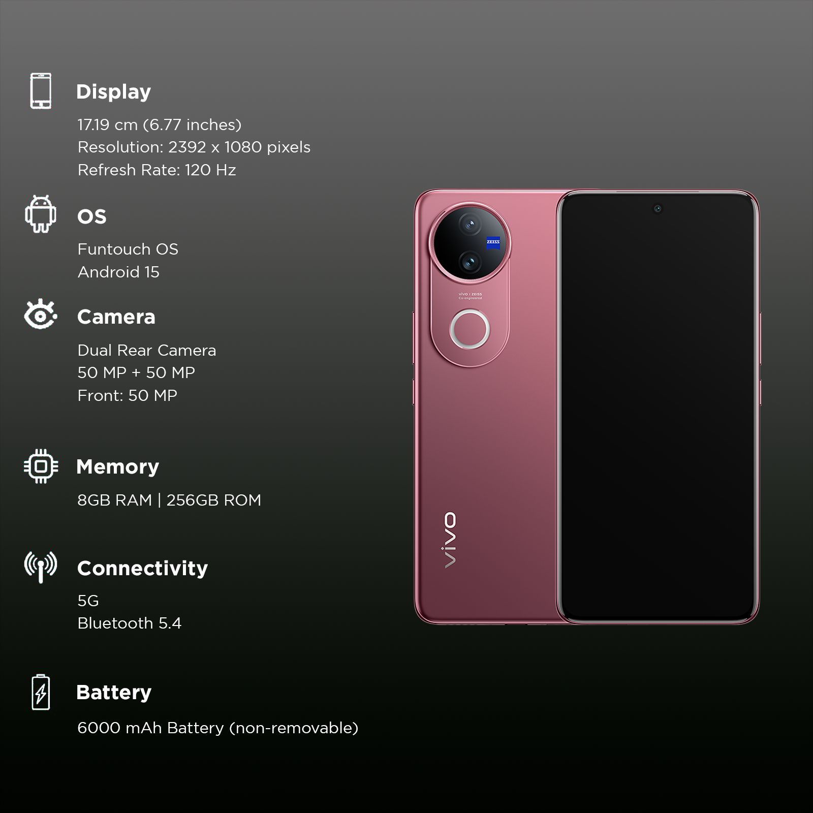 vivo V50 5G (8GB RAM, 256GB, Rose Red)_3