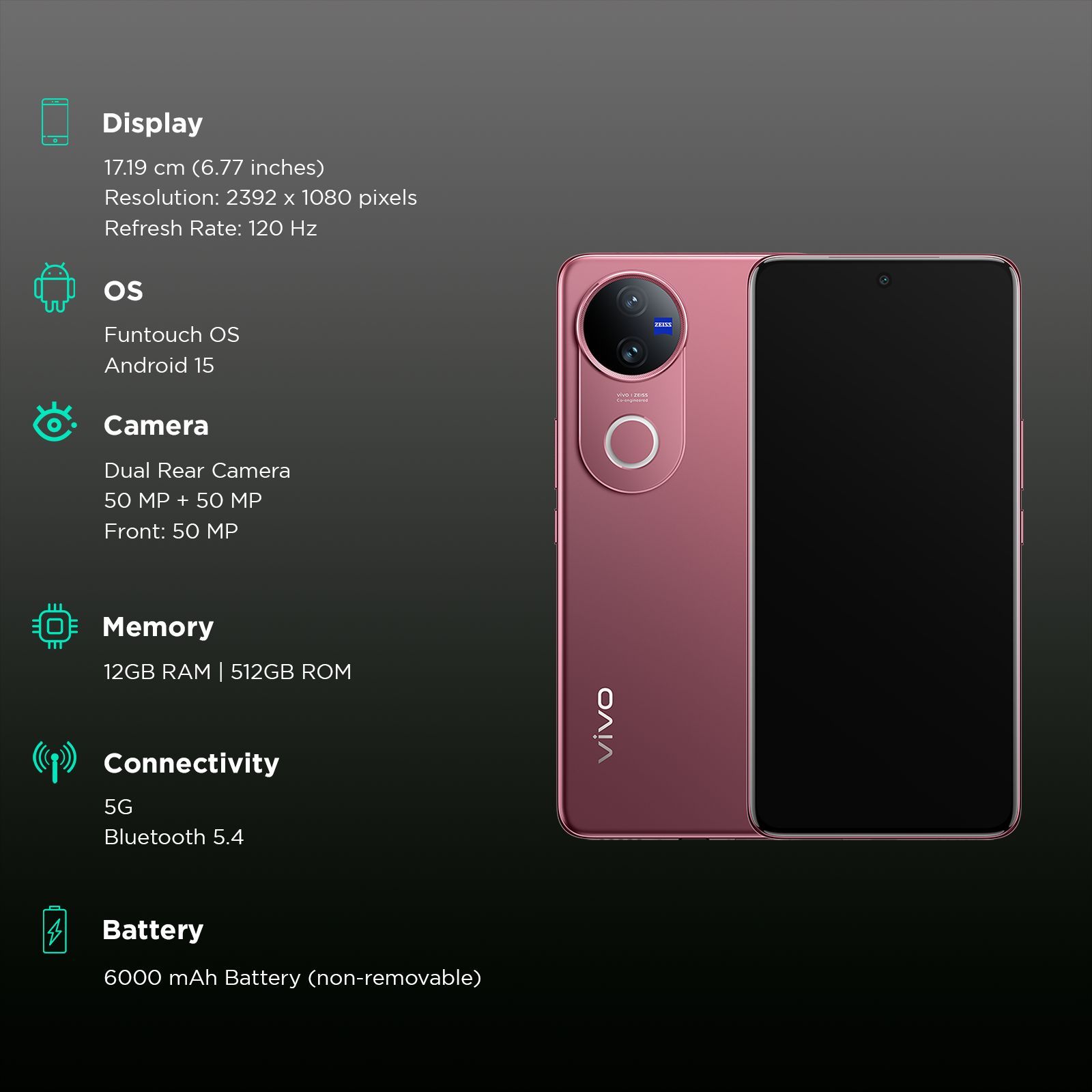 vivo V50 5G (12GB RAM, 512GB, Rose Red)_3