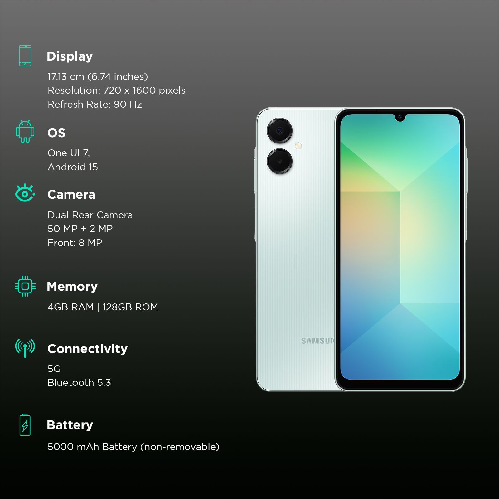 SAMSUNG Galaxy A06 5G (4GB RAM, 128GB, Light Green)_3