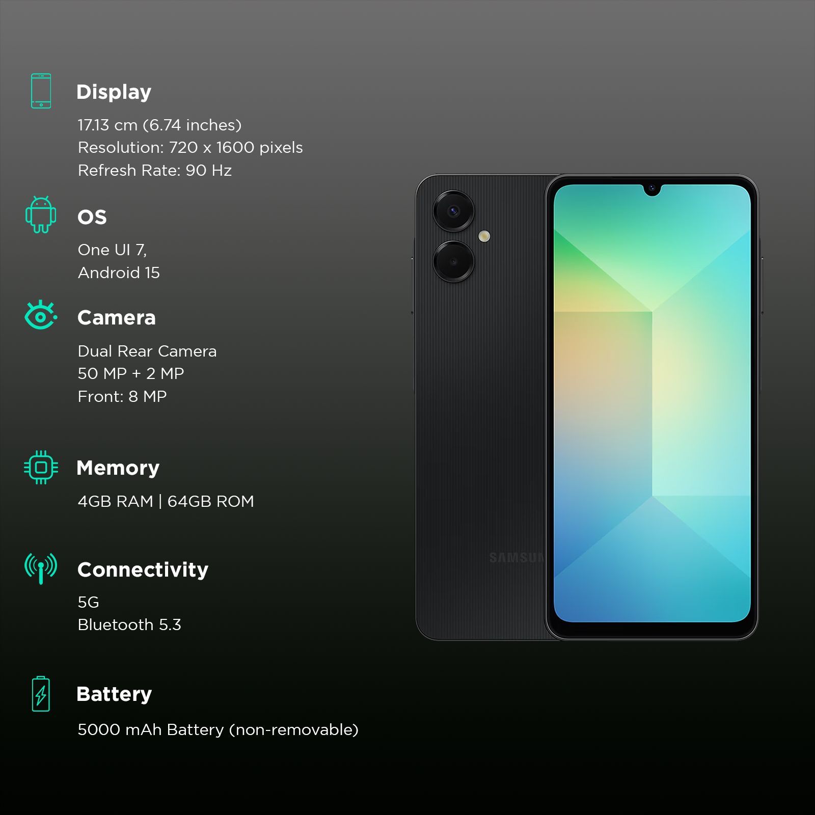 SAMSUNG Galaxy A06 5G (4GB RAM, 64GB, Black)_3