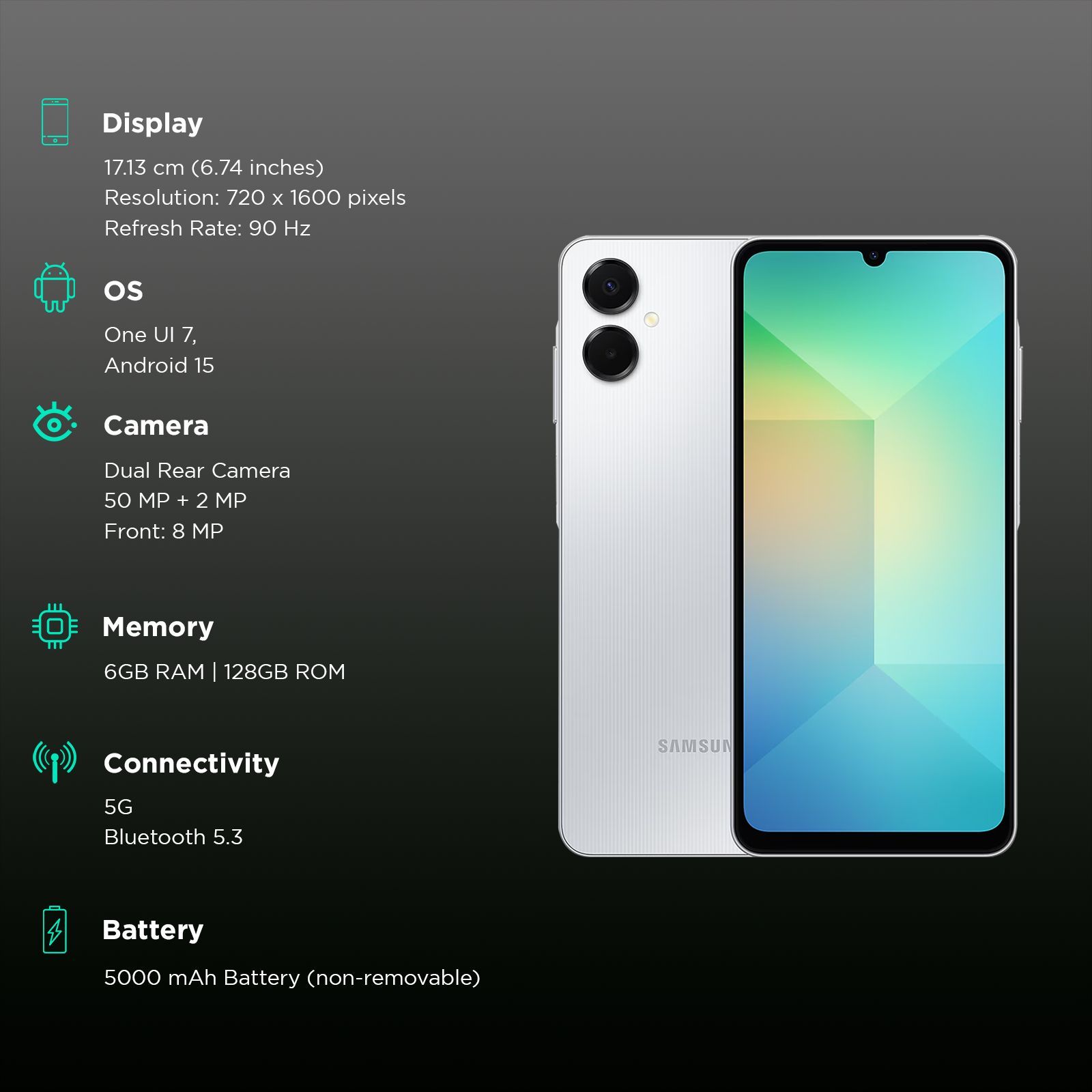 SAMSUNG Galaxy A06 5G (6GB RAM, 128GB, Light Gray)_3