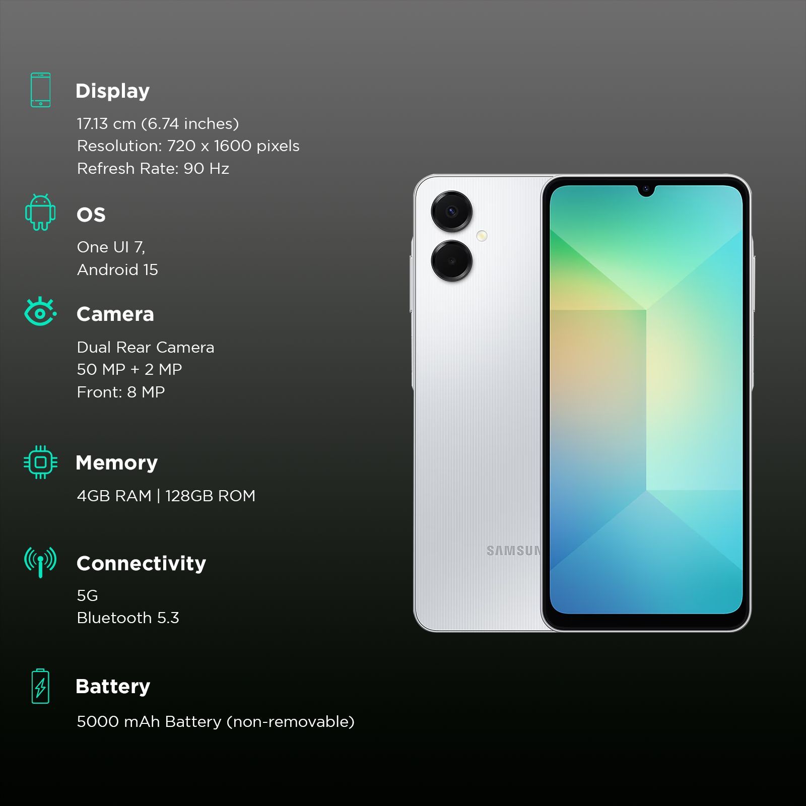 SAMSUNG Galaxy A06 5G (4GB RAM, 128GB, Light Gray)_3