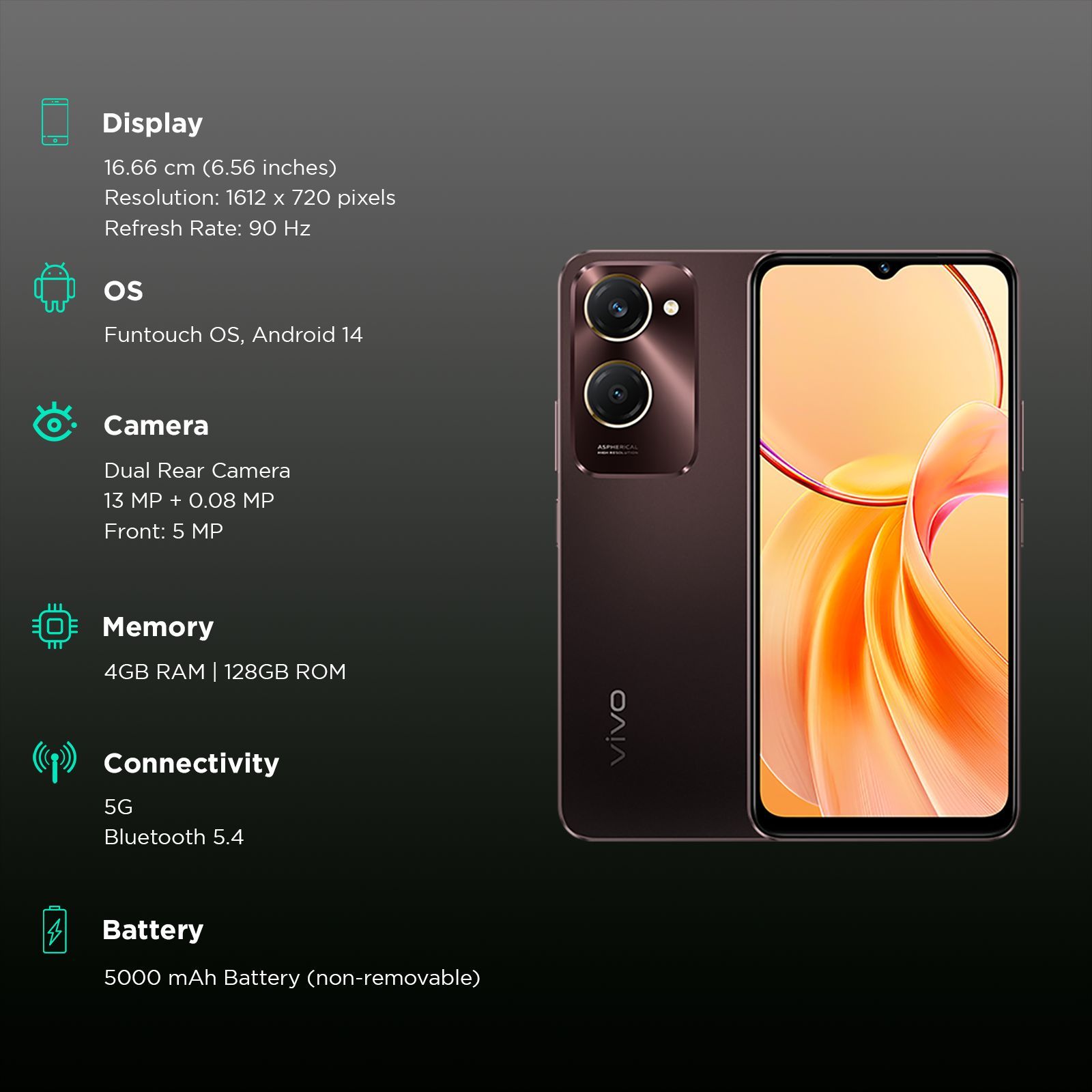 vivo Y28e 5G (4GB RAM, 128GB, Vintage Red)_3