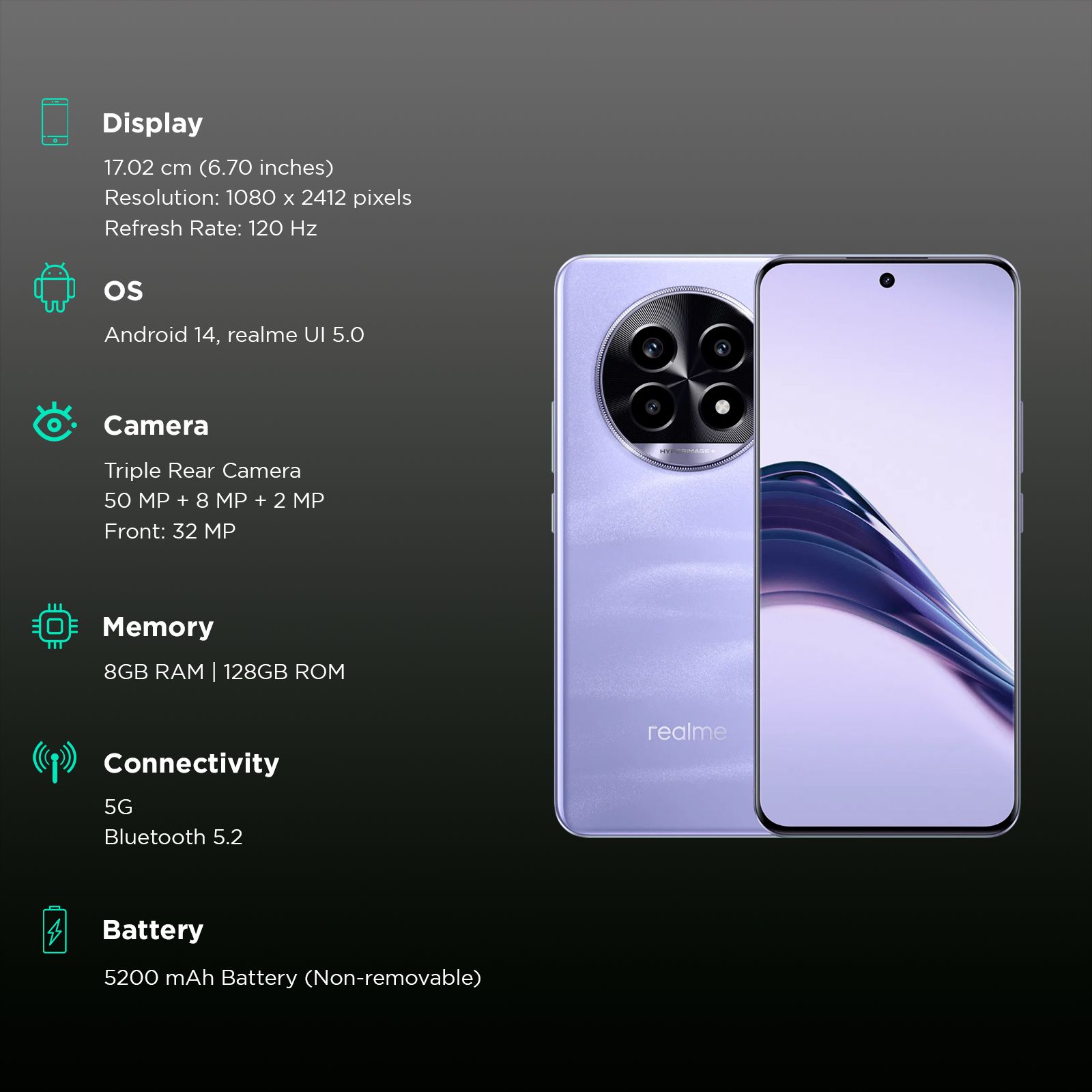 realme 14 Pro Lite 5G (8GB RAM, 128GB, Glass Purple)_3