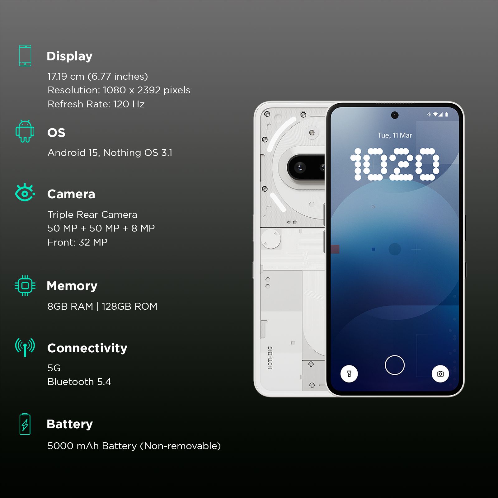 Nothing Phone 3a 5G (8GB RAM, 128GB, White) Nothing Phone 3a 5G (8GB RAM, 128GB, White)_3