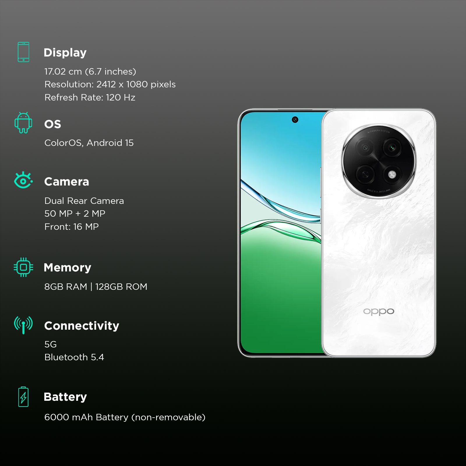 oppo F29 Pro 5G (8GB RAM, 128GB, Marble White)_3