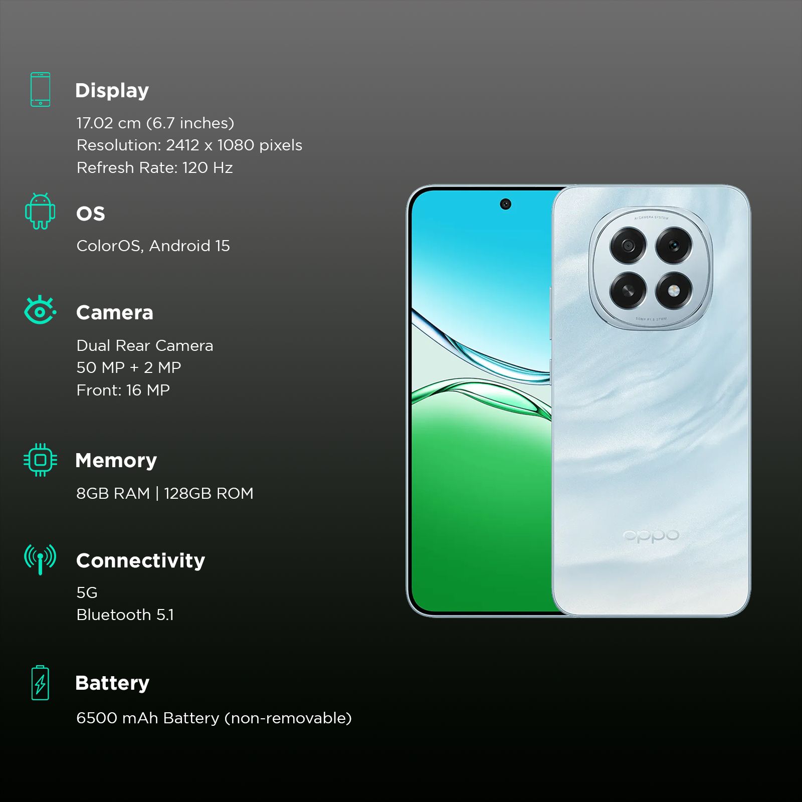 oppo F29 5G (8GB RAM, 128GB, Glacier Blue)_3