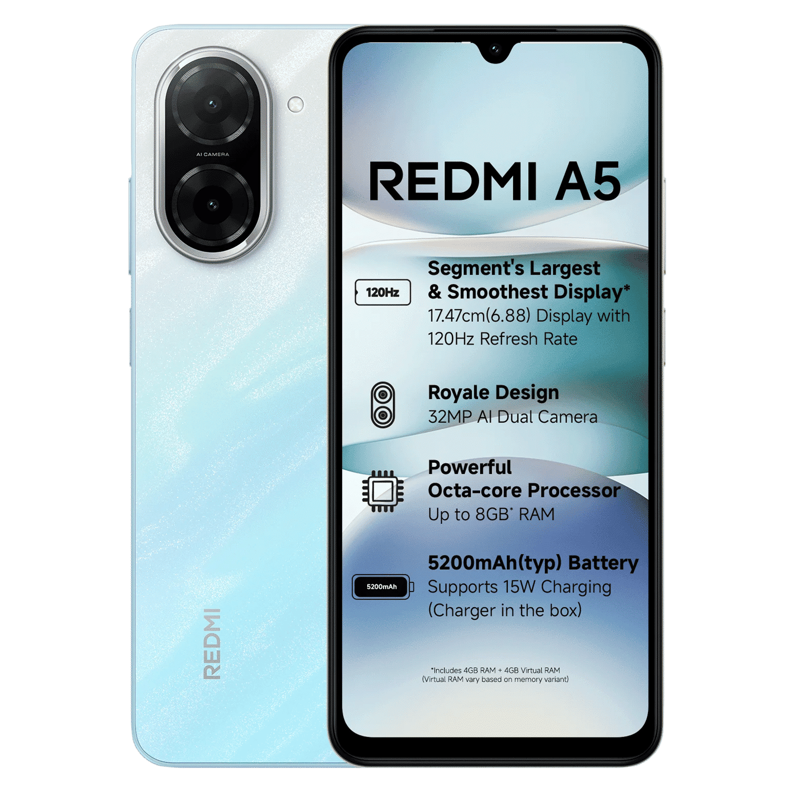 Redmi A5 (3GB RAM, 64GB, Pondicherry Blue) Redmi A5 (3GB RAM, 64GB, Pondicherry Blue)_1