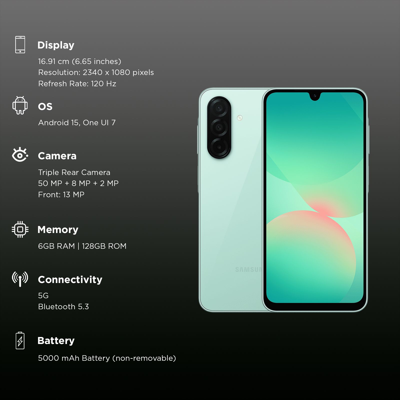 SAMSUNG Galaxy A26 5G (6GB RAM, 128GB, Awesome Mint)_3