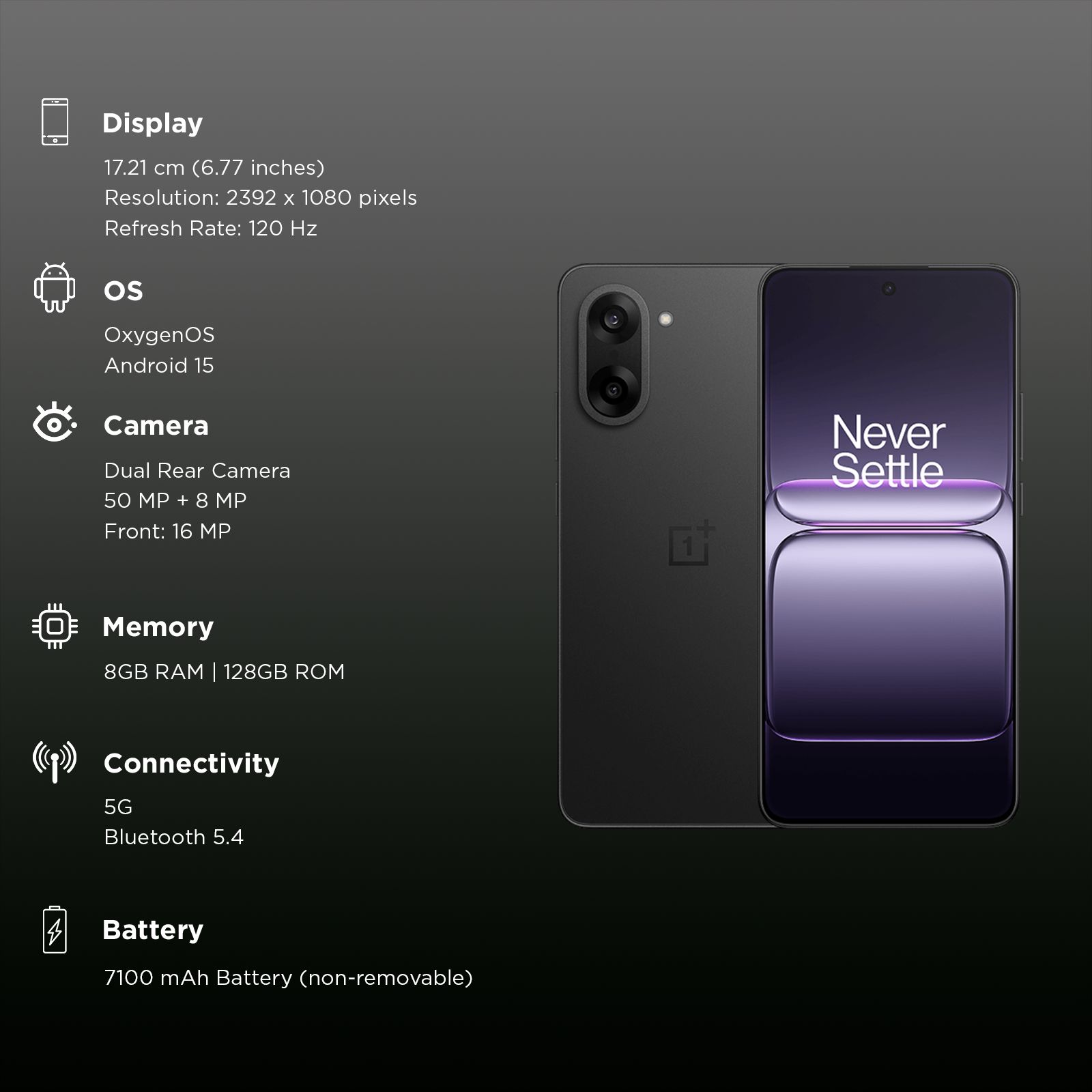OnePlus Nord CE5 5G (8GB RAM, 128GB, Black Infinity)_2