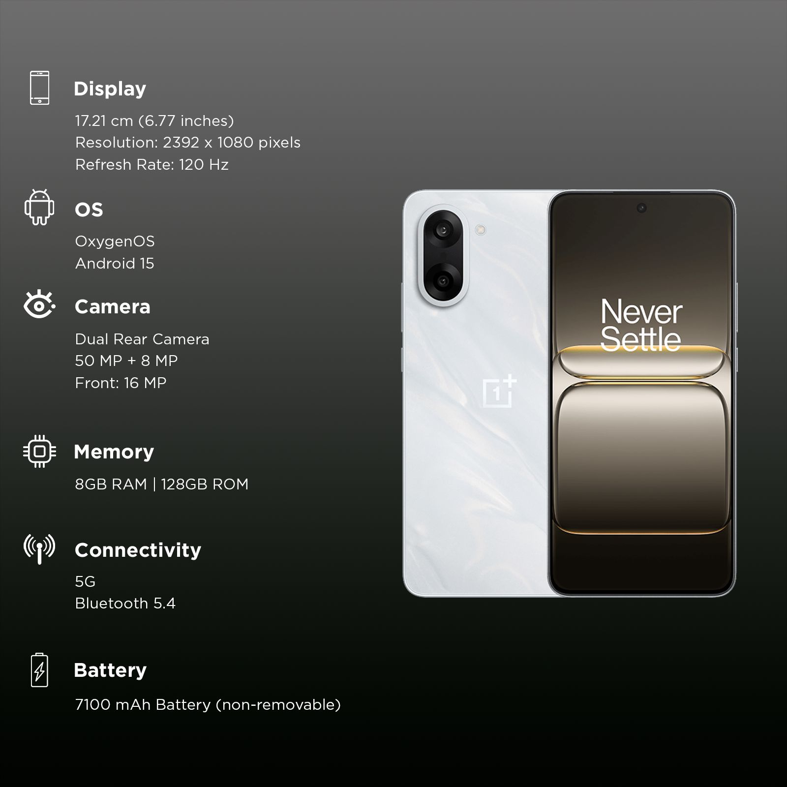 OnePlus Nord CE5 5G (8GB RAM, 128GB, Marble Mist)_3