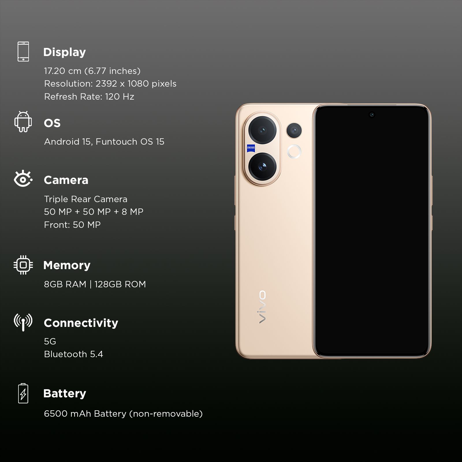 vivo V60 5G (8GB RAM, 128GB ROM, Auspicious Gold)_3