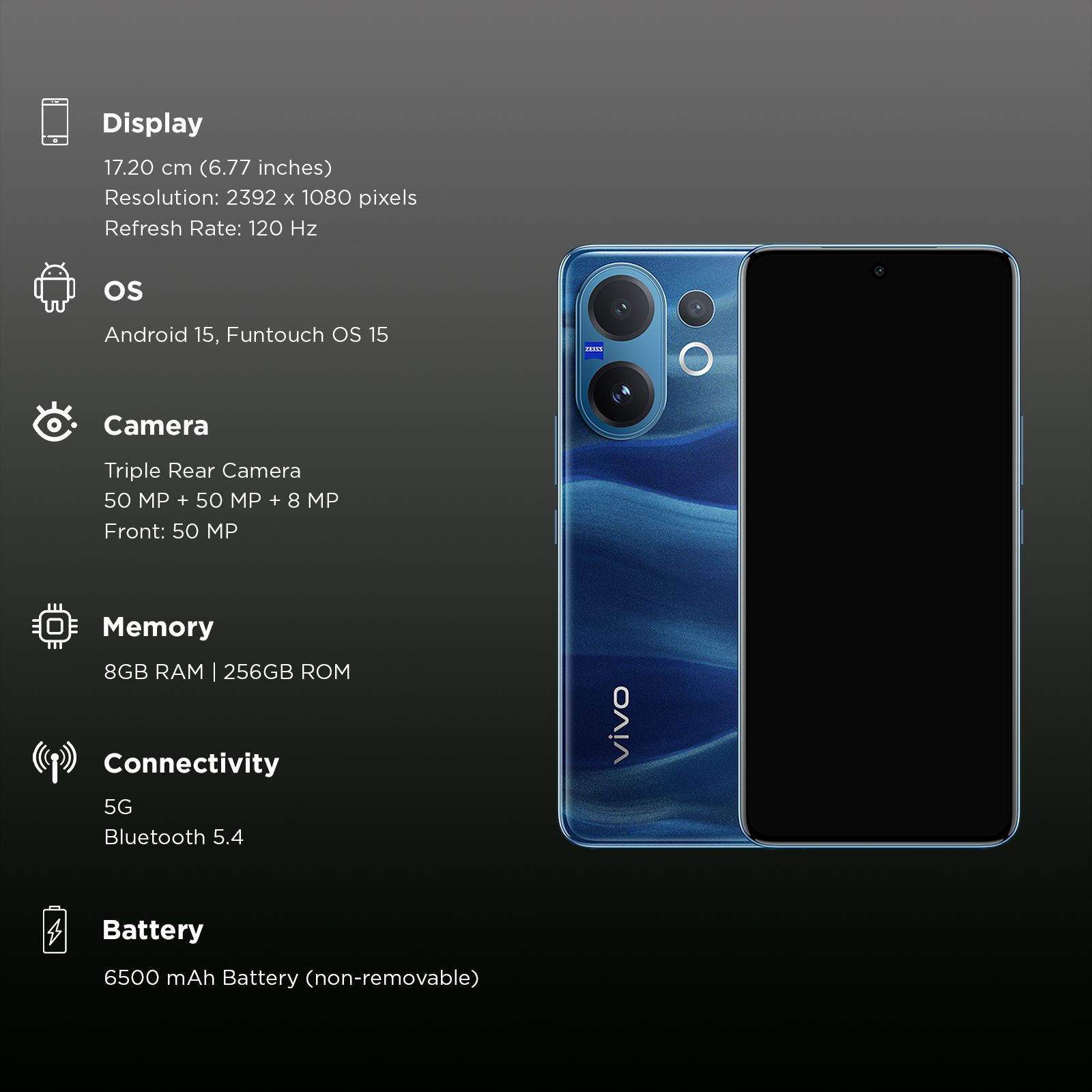 vivo V60 5G (8GB RAM, 256GB, Moonlit Blue)_3