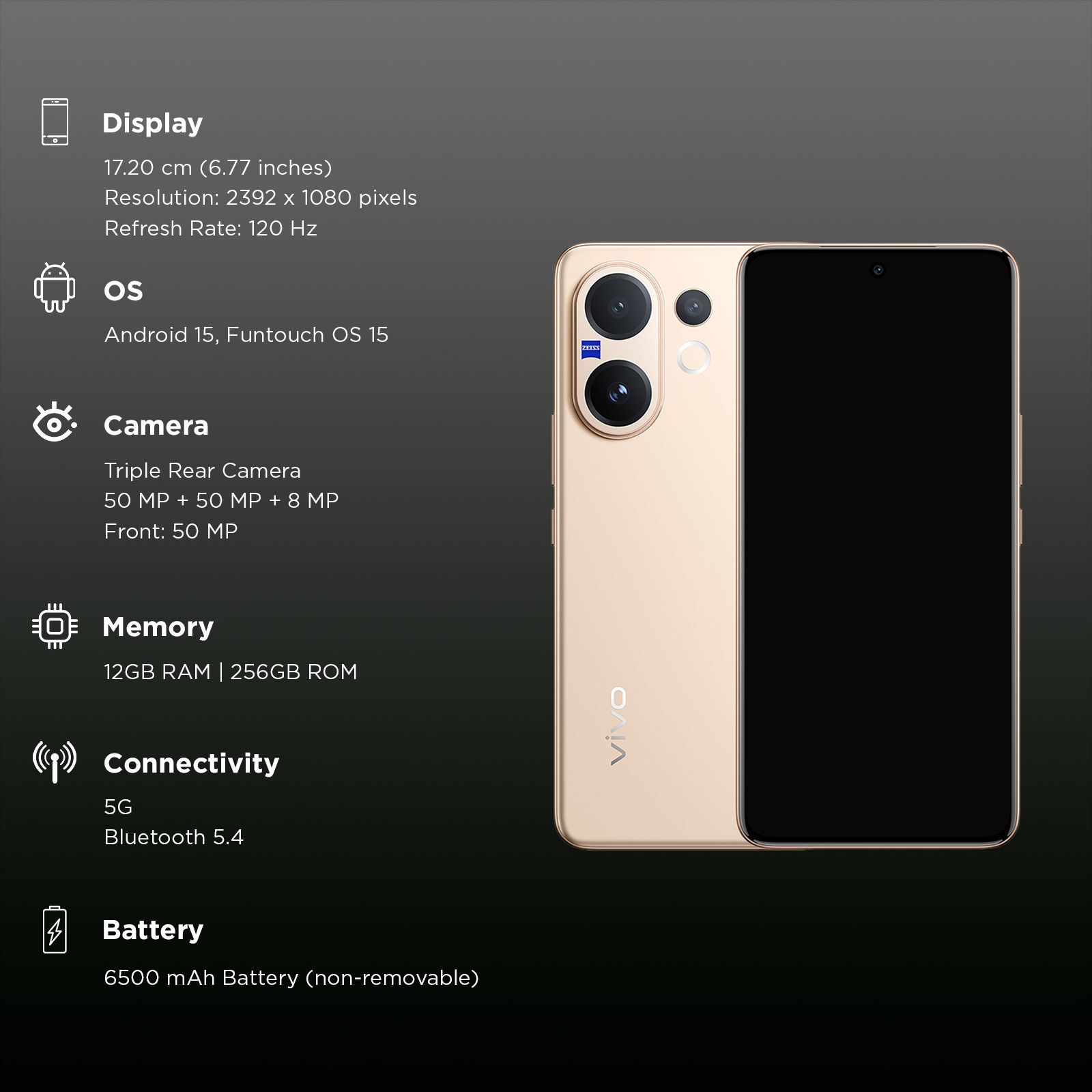 vivo V60 5G (12GB RAM, 256GB, Auspicious Gold)_3