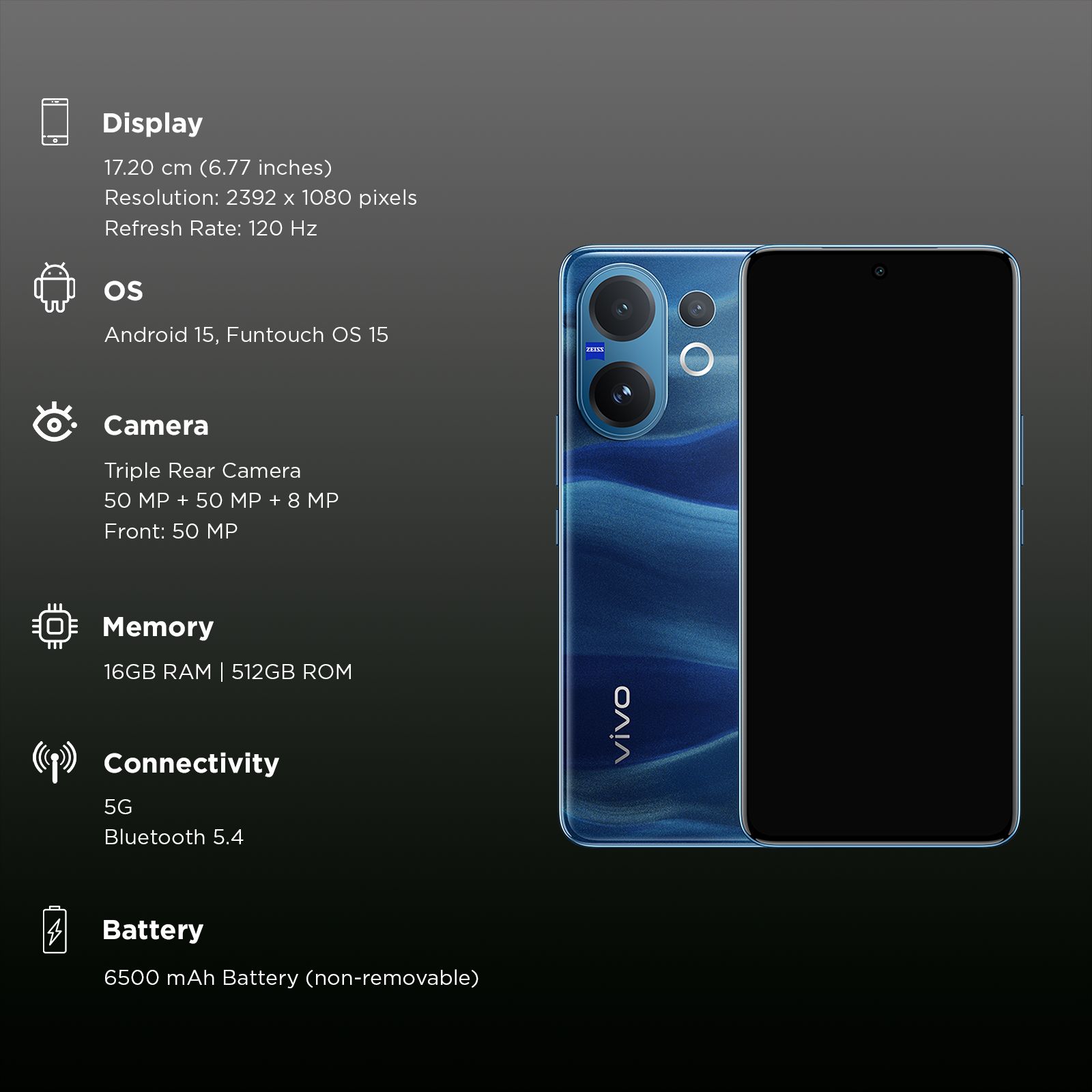 vivo V60 5G (16GB RAM, 512GB, Moonlit Blue) vivo V60 5G (16GB RAM, 512GB, Moonlit Blue)_3