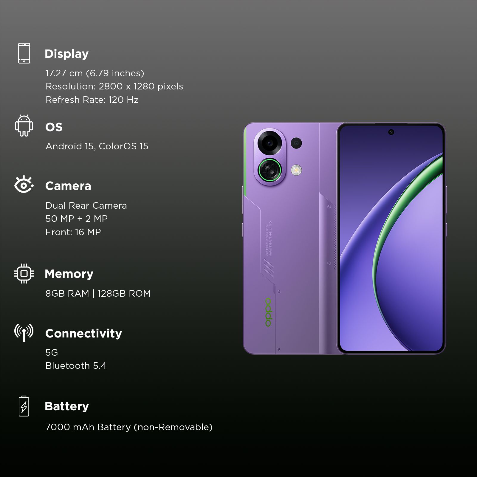 oppo K13 Turbo 5G (8GB RAM, 128GB, Purple Phantom)_3