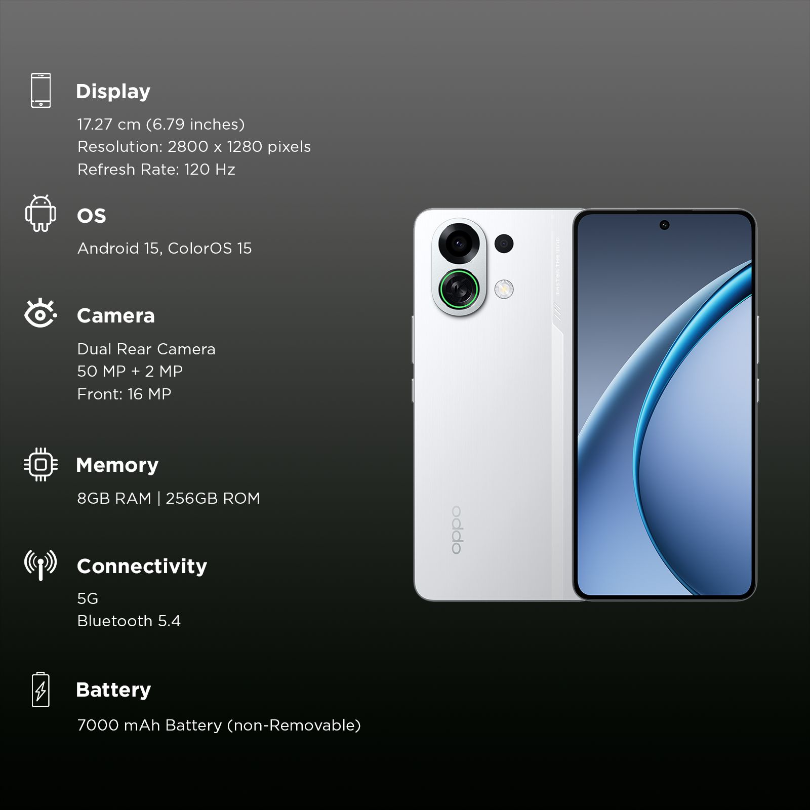 oppo K13 Turbo 5G (8GB RAM, 256GB, White Knight)_3
