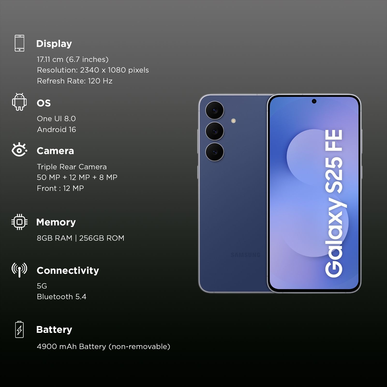 SAMSUNG Galaxy S25 FE 5G (8GB RAM, 256GB, Navy)_3