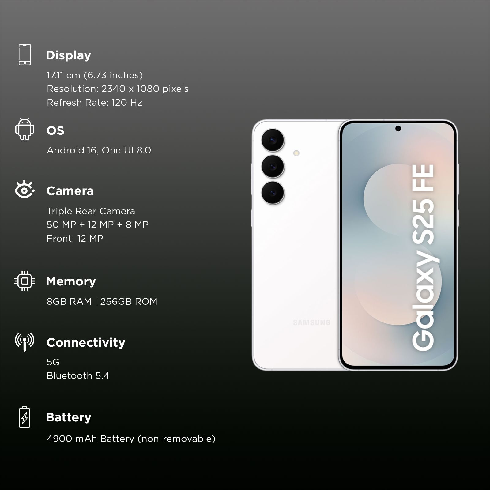 SAMSUNG Galaxy S25 FE 5G (8GB RAM, 256GB, White)_3