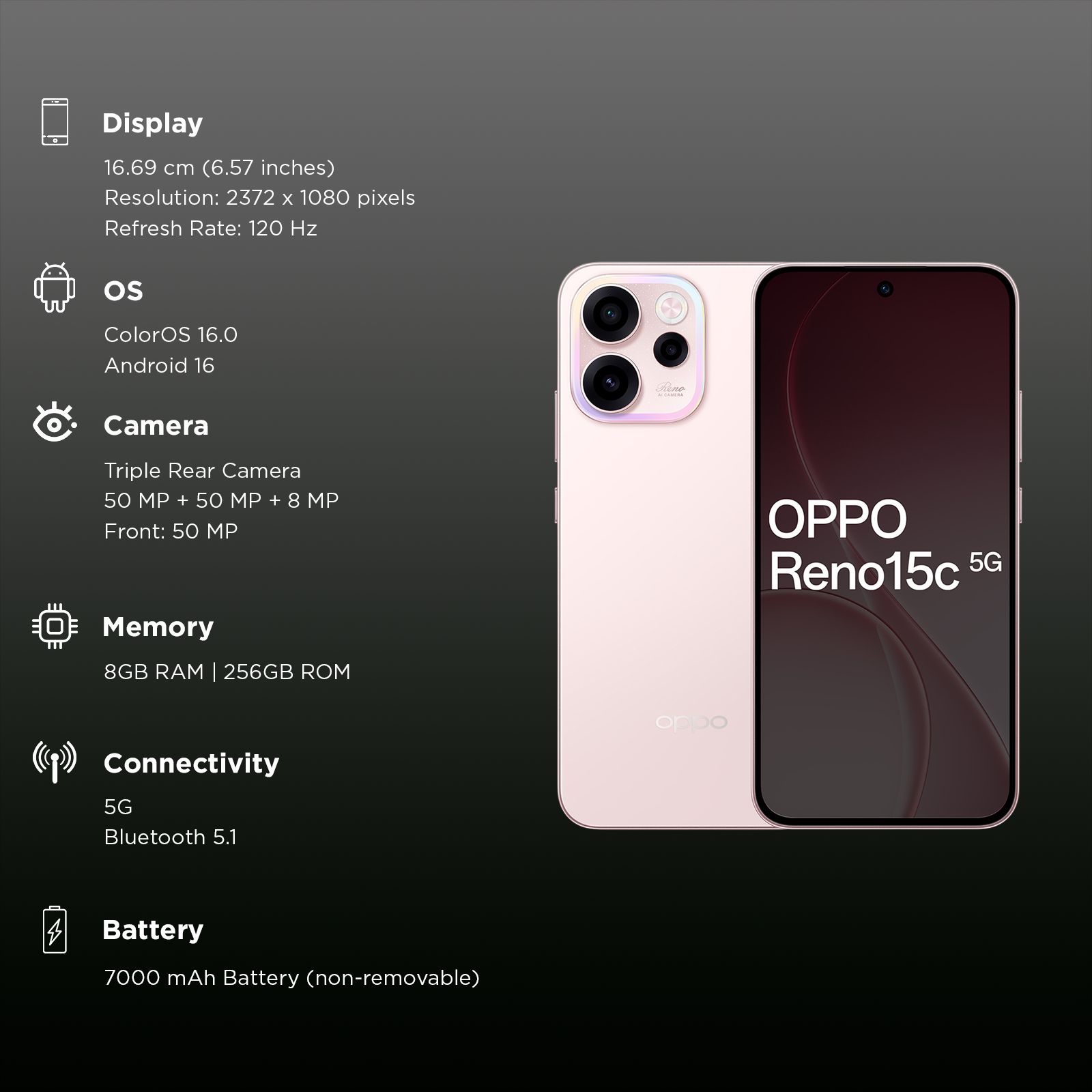 oppo Reno15c 5G (8GB RAM, 256GB, Afterglow Pink)_3