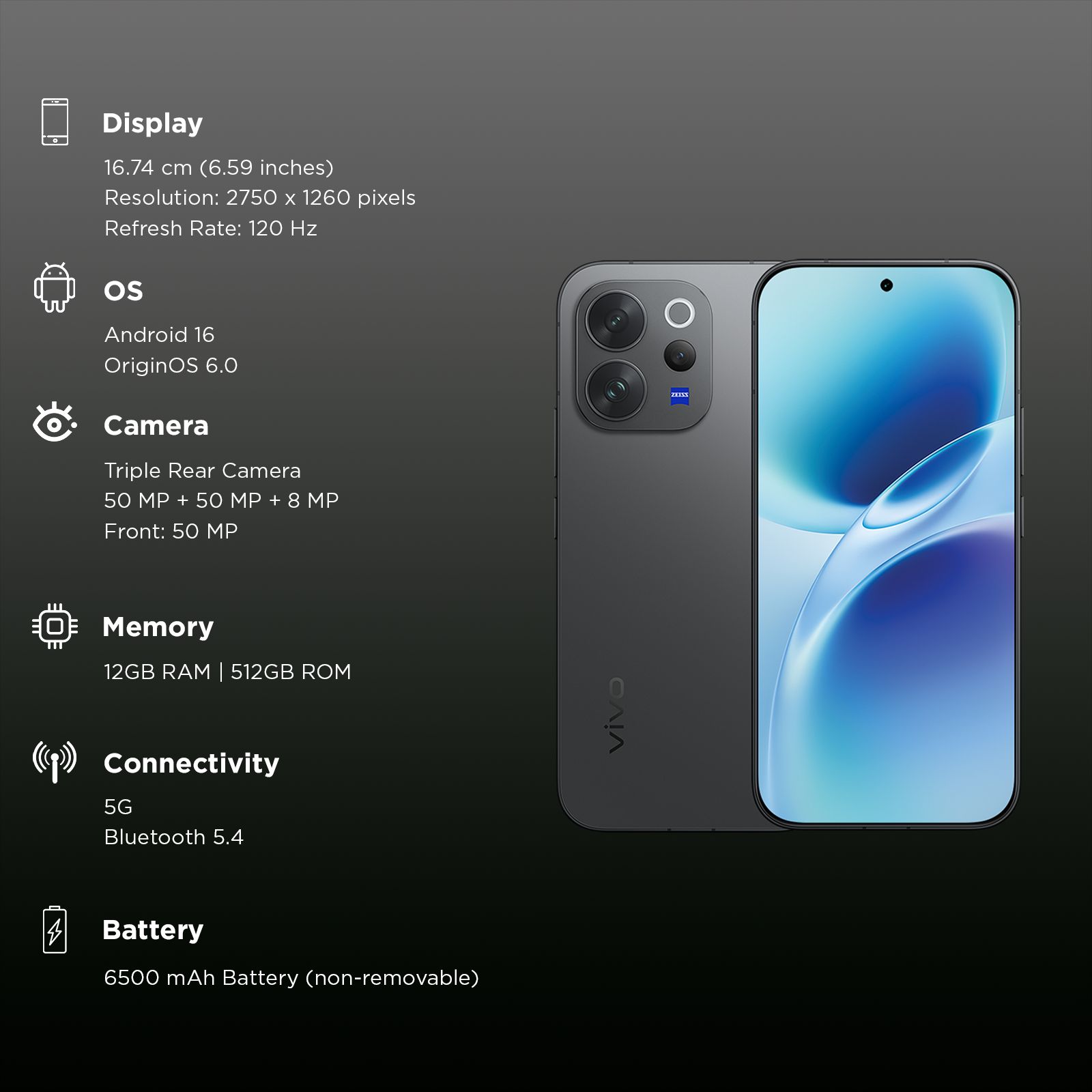 vivo V70 Elite 5G (12GB RAM, 512GB, Black)_3