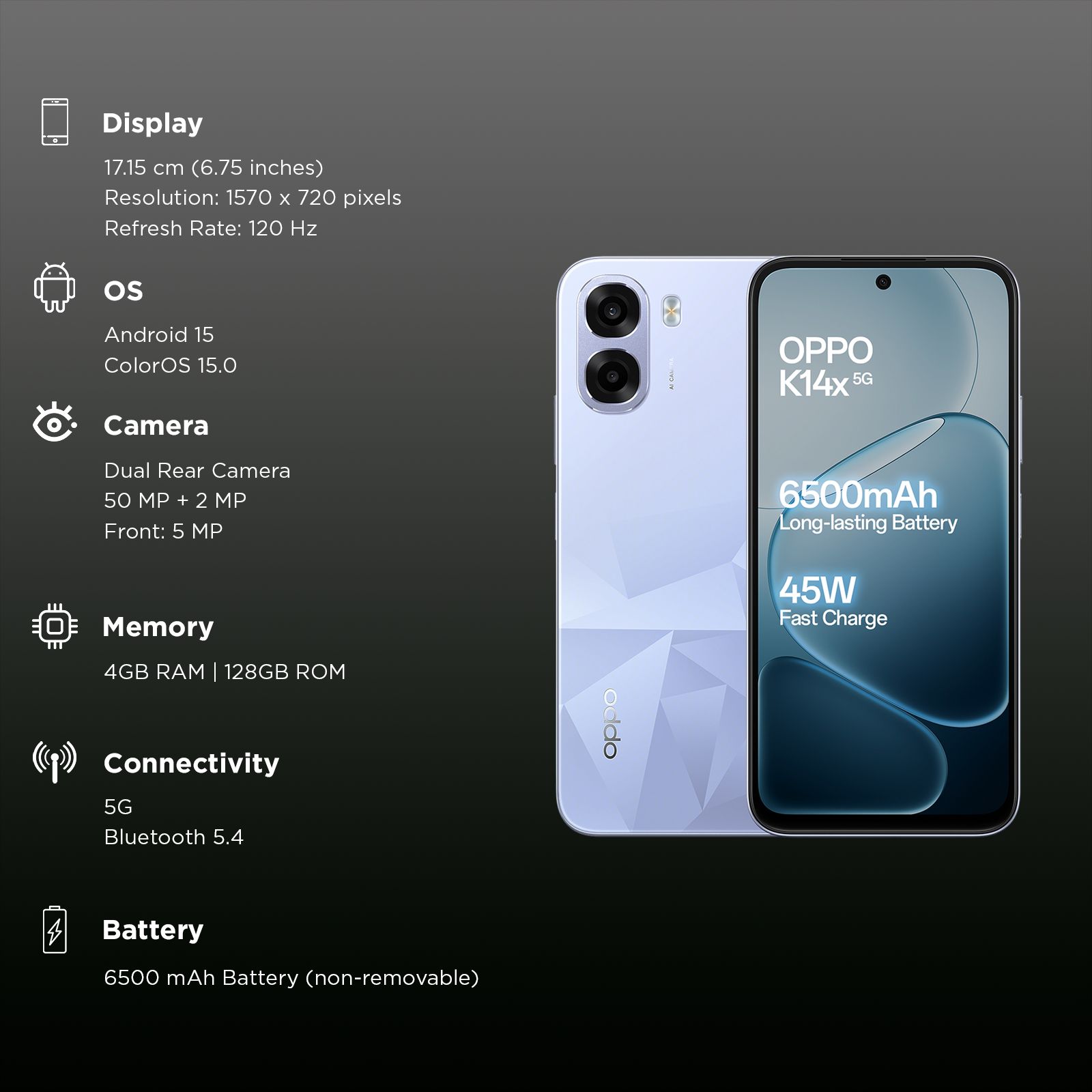 oppo K14x 5G (4GB RAM, 128GB, Icy Blue)_3