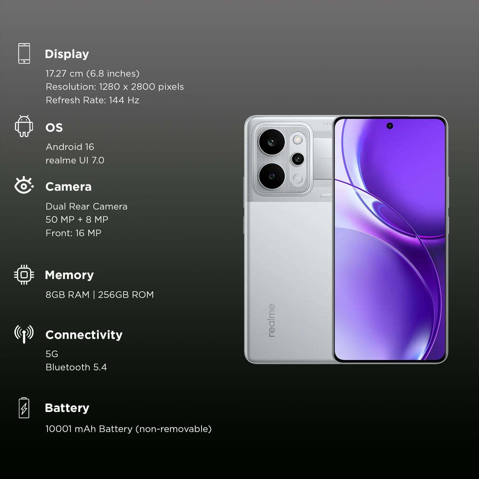 realme P4 Power 5G (8GB RAM, 256GB, Trans Silver)_3