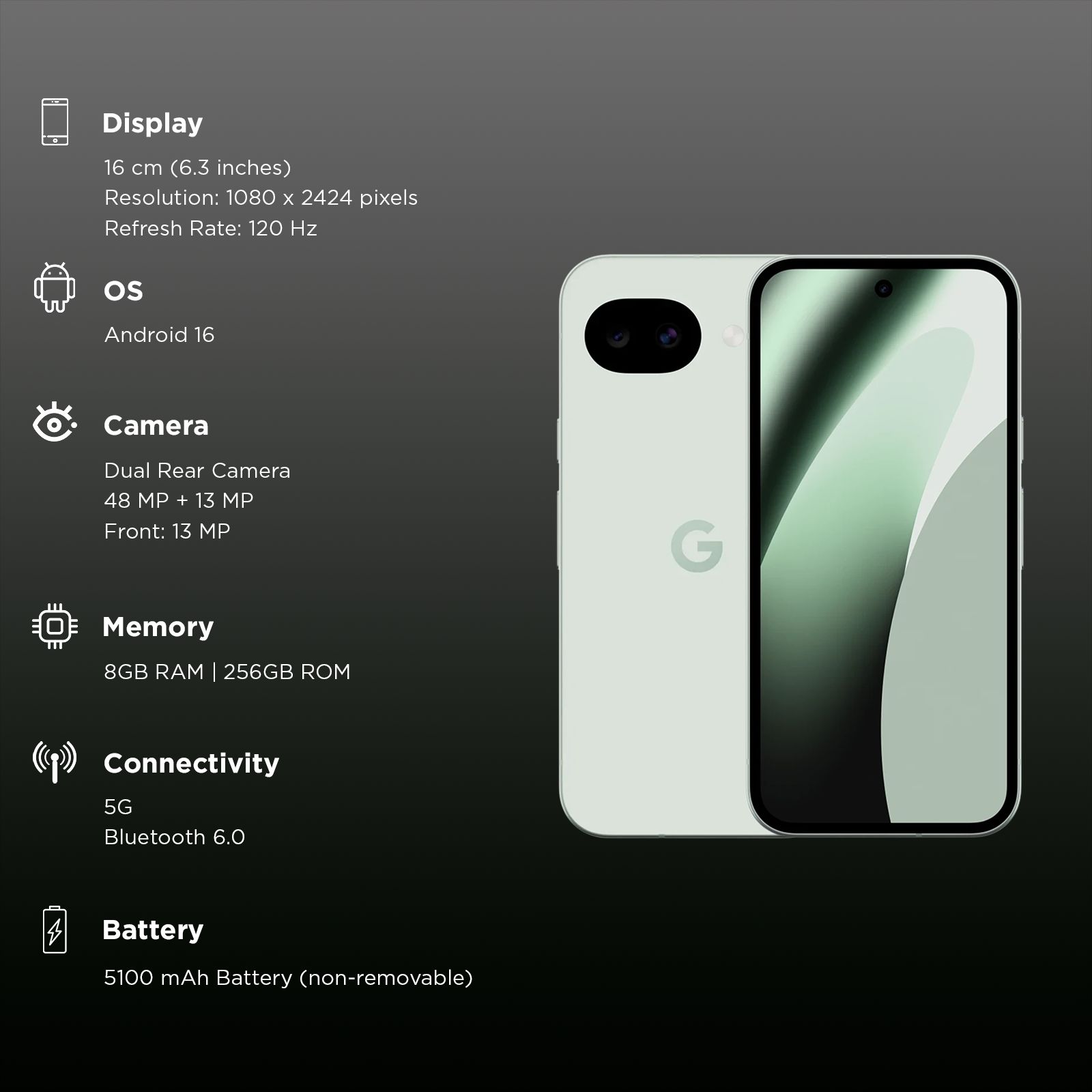 Google Pixel 10a 5G (8GB RAM, 256GB, Fog)_3
