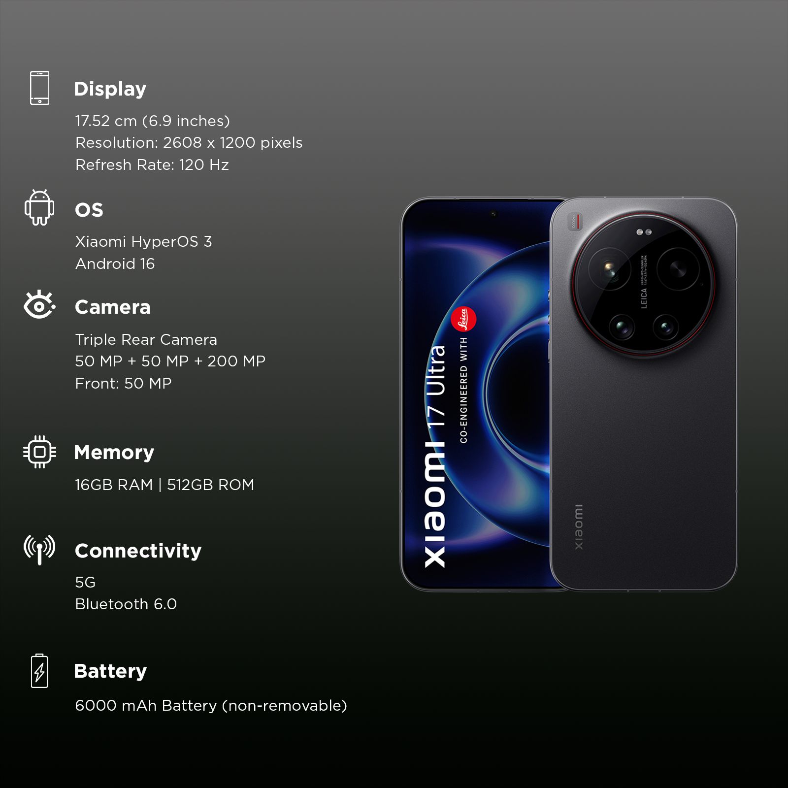 Xiaomi 17 Ultra 5G (16GB RAM, 512GB, Black) Xiaomi 17 Ultra 5G (16GB RAM, 512GB, Black)_3