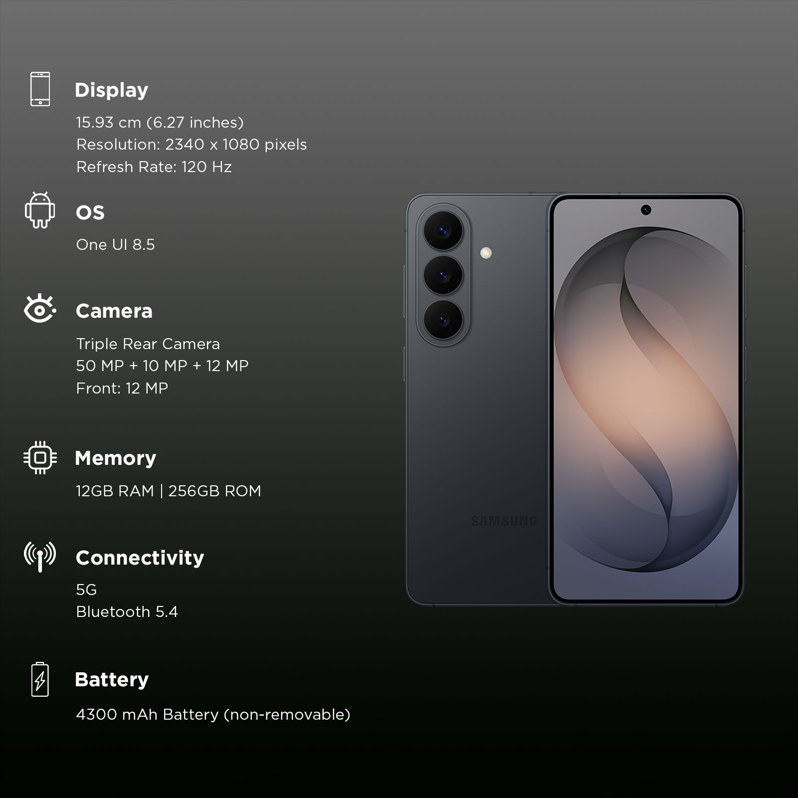 SAMSUNG Galaxy S26 5G (12GB RAM, 256GB, Black)_3