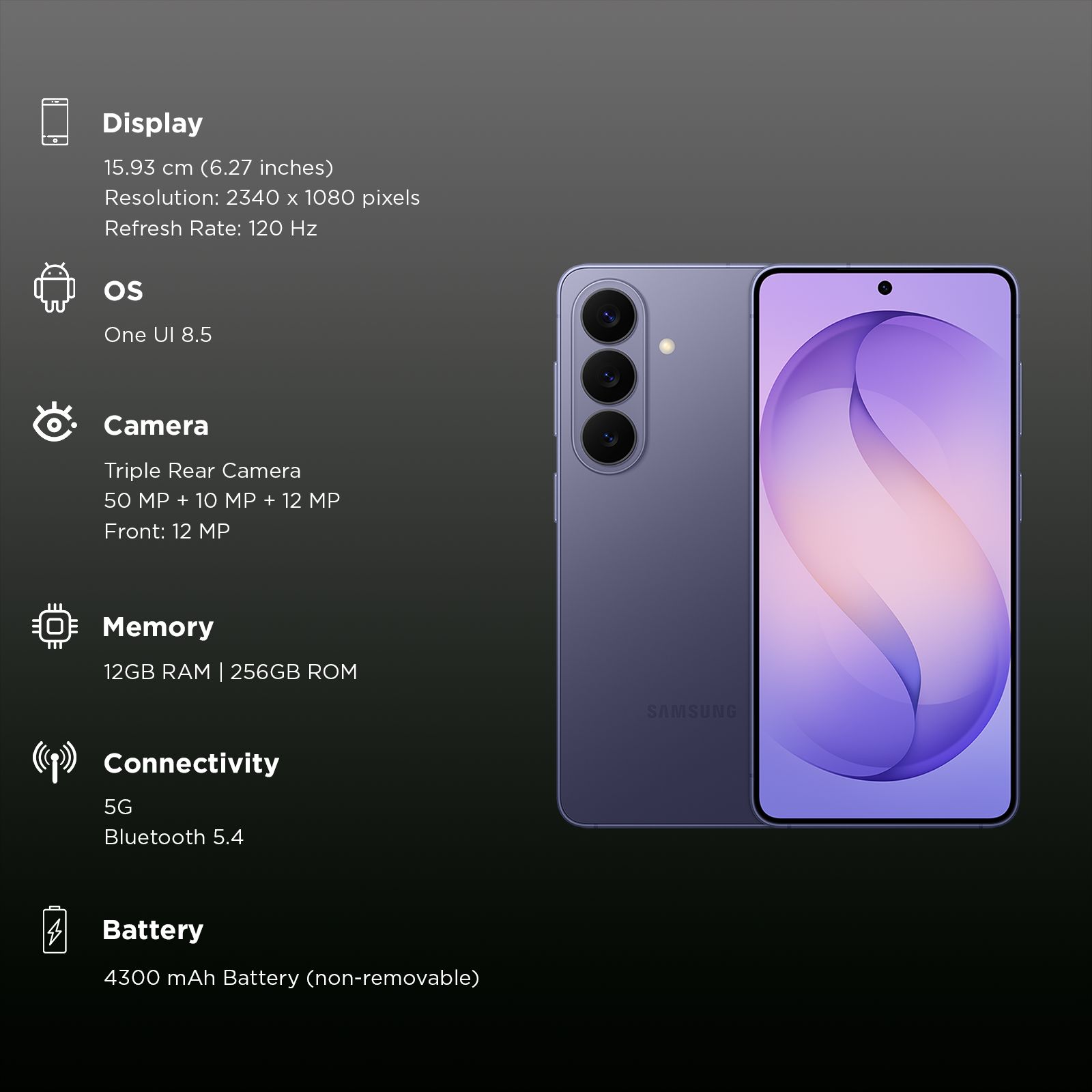 SAMSUNG Galaxy S26 5G (12GB RAM, 256GB, Cobalt Violet)_3