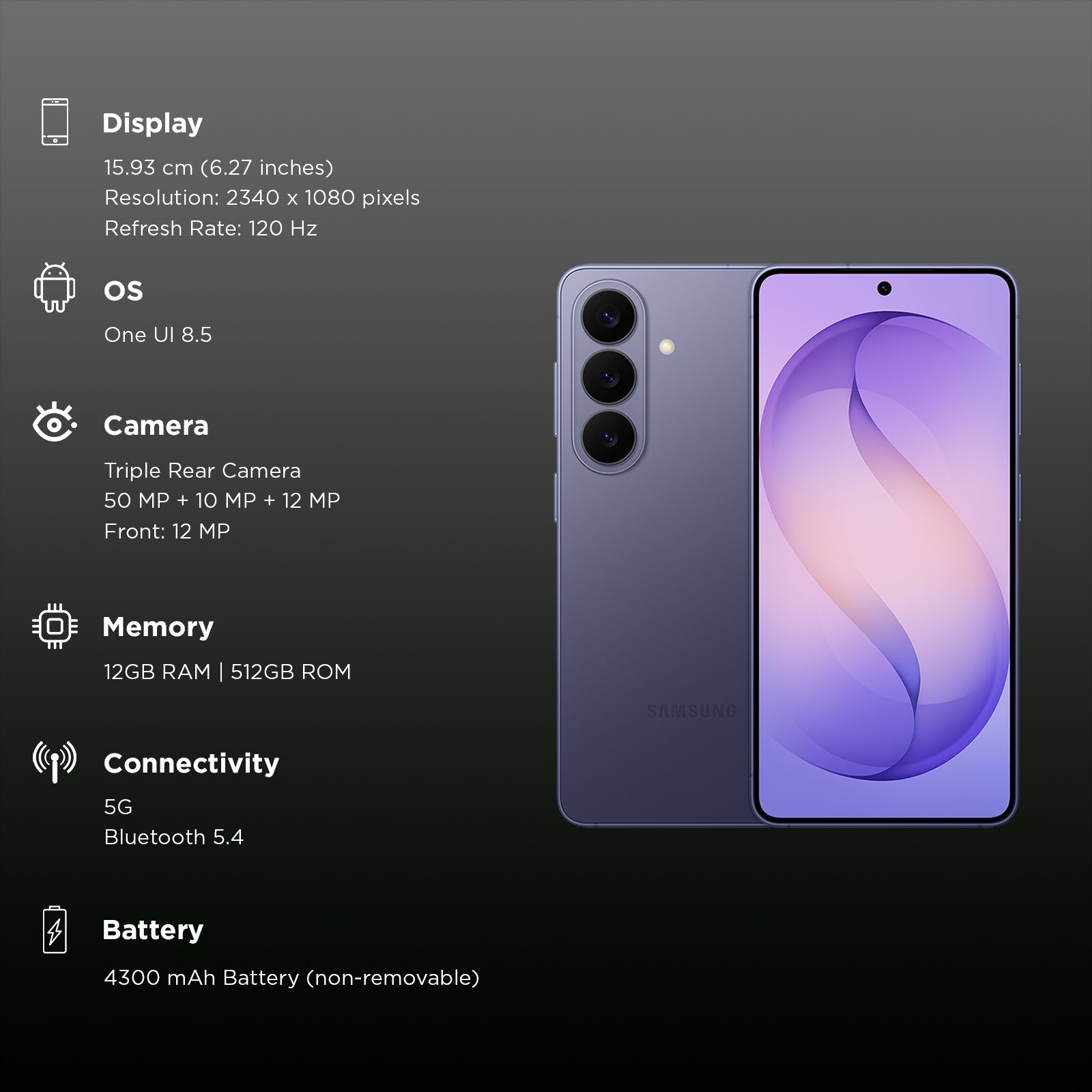 SAMSUNG Galaxy S26 5G (12GB RAM, 512GB, Cobalt Violet)_2
