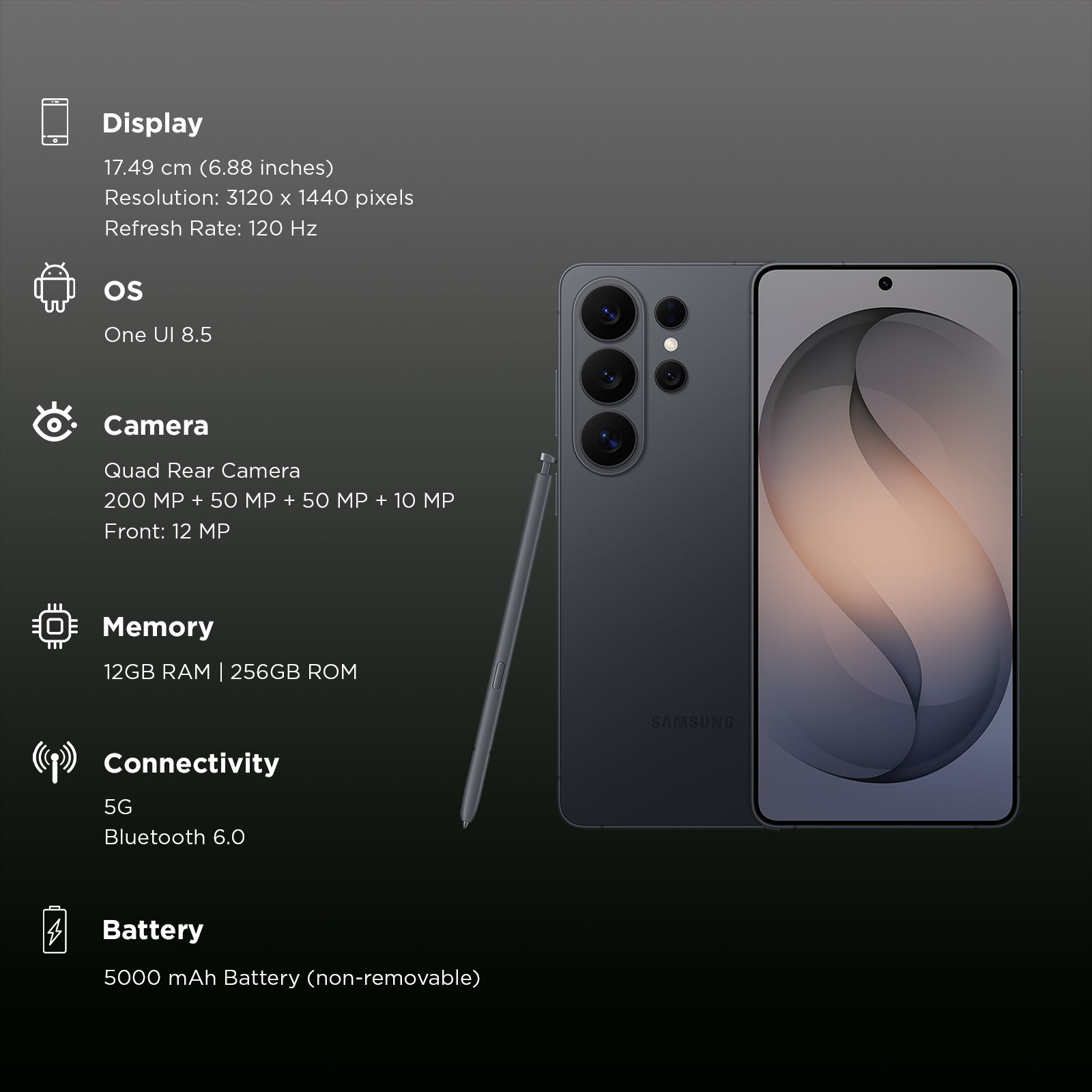 SAMSUNG Galaxy S26 Ultra 5G (12GB RAM, 256GB, Black)_3