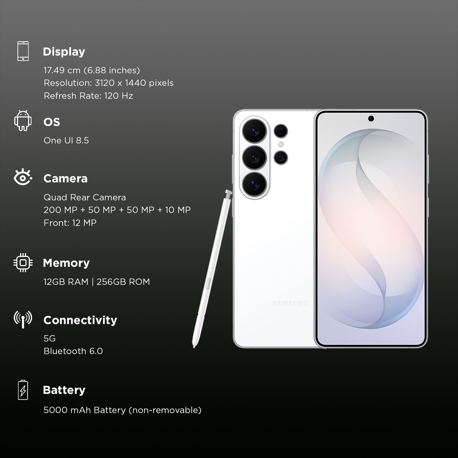 SAMSUNG Galaxy S26 Ultra 5G (12GB RAM, 256GB, White)_2