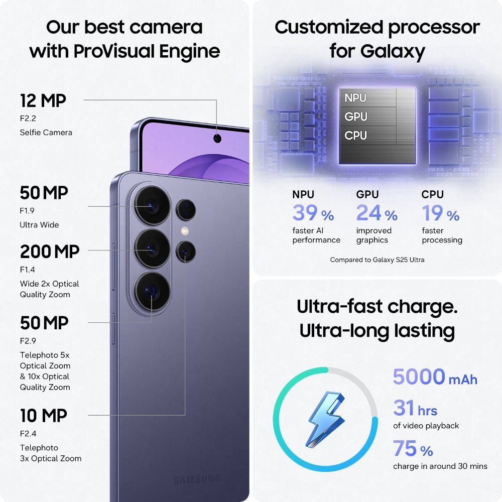 SAMSUNG Galaxy S26 Ultra 5G (12GB RAM, 512GB, Cobalt Violet) SAMSUNG Galaxy S26 Ultra 5G (12GB RAM, 512GB, Cobalt Violet)_16