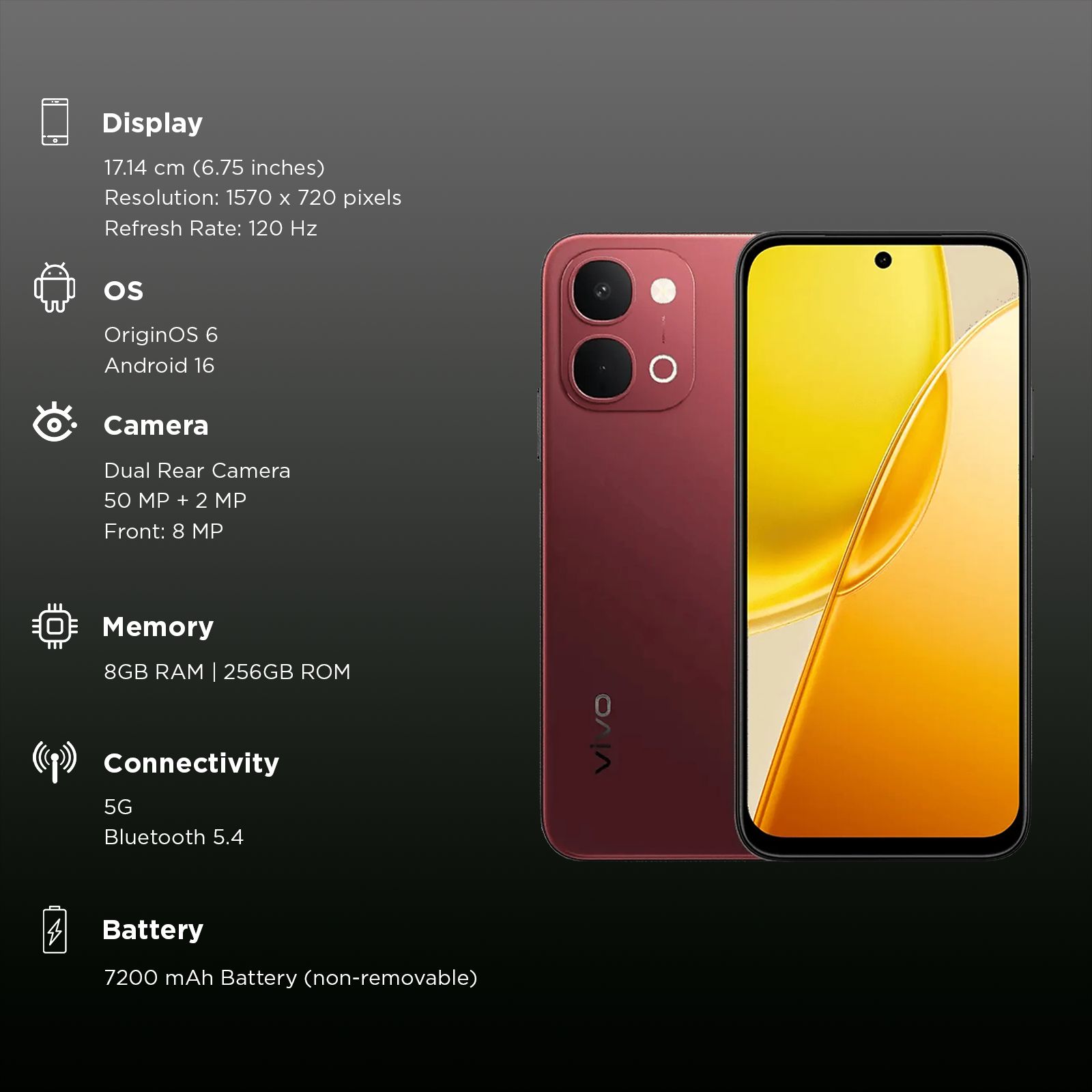 vivo Y51 Pro 5G (8GB RAM, 256GB, Festive Red)_3