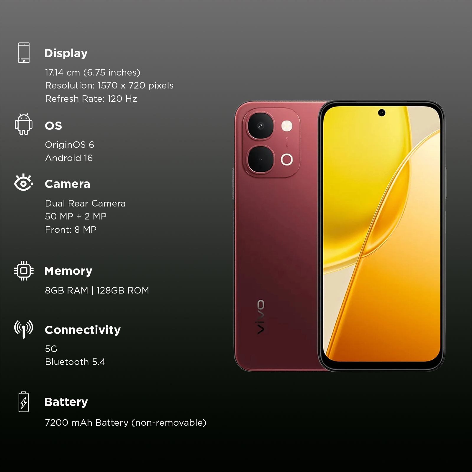 vivo Y51 Pro 5G (8GB RAM, 128GB, Festive Red)_3