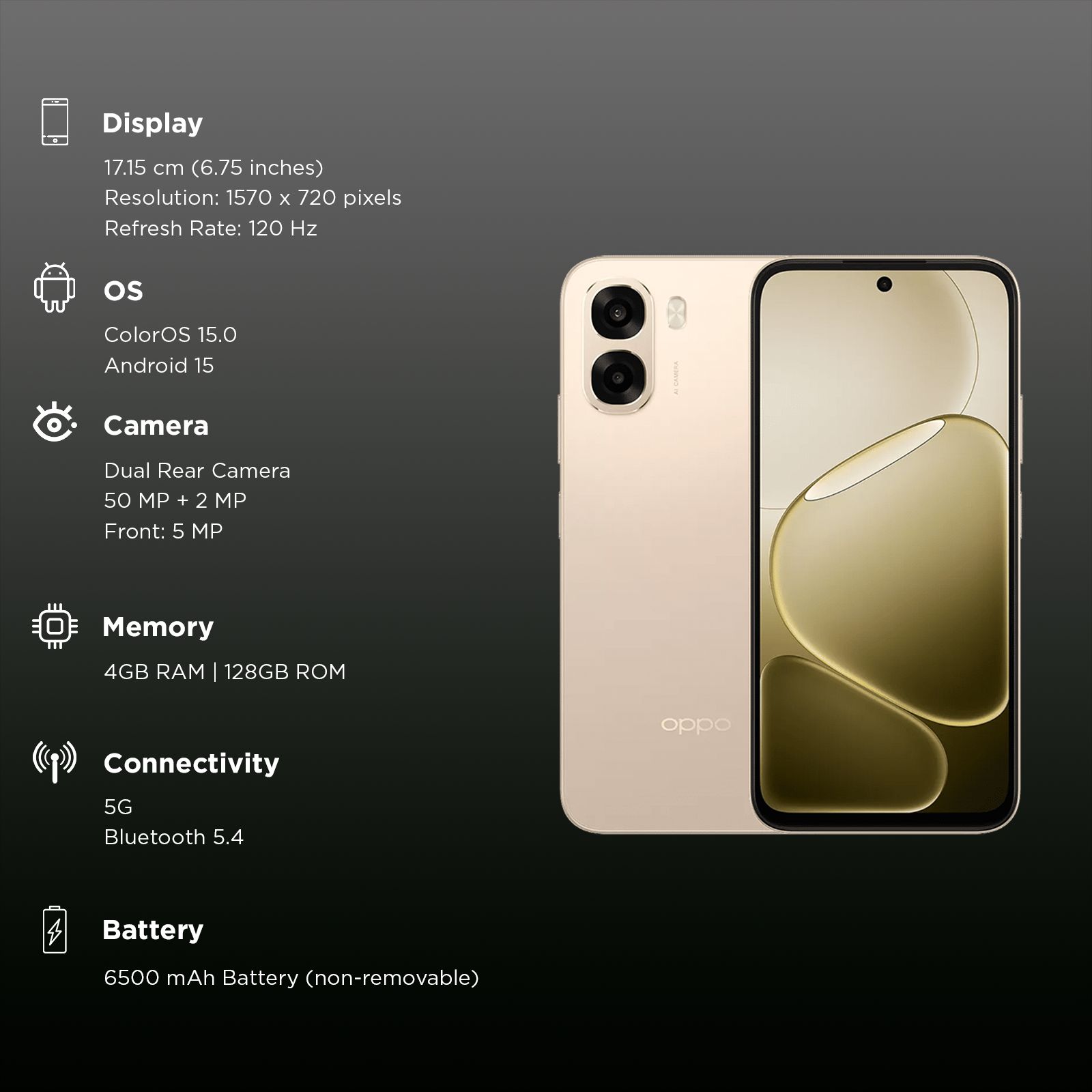 oppo A6S 5G (4GB RAM, 128GB, Aurora Gold)_3