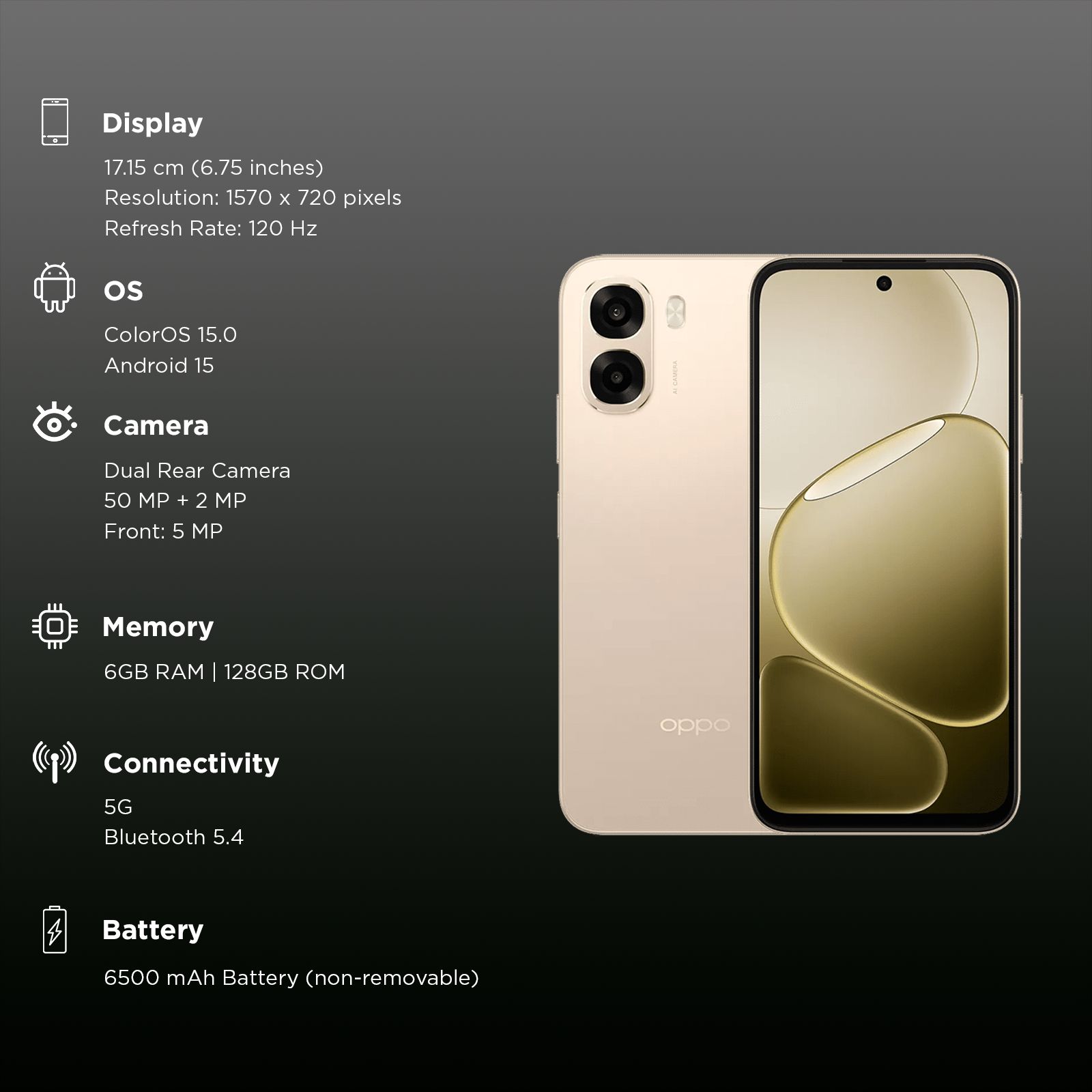 oppo A6S 5G (6GB RAM, 128GB, Aurora Gold)_3