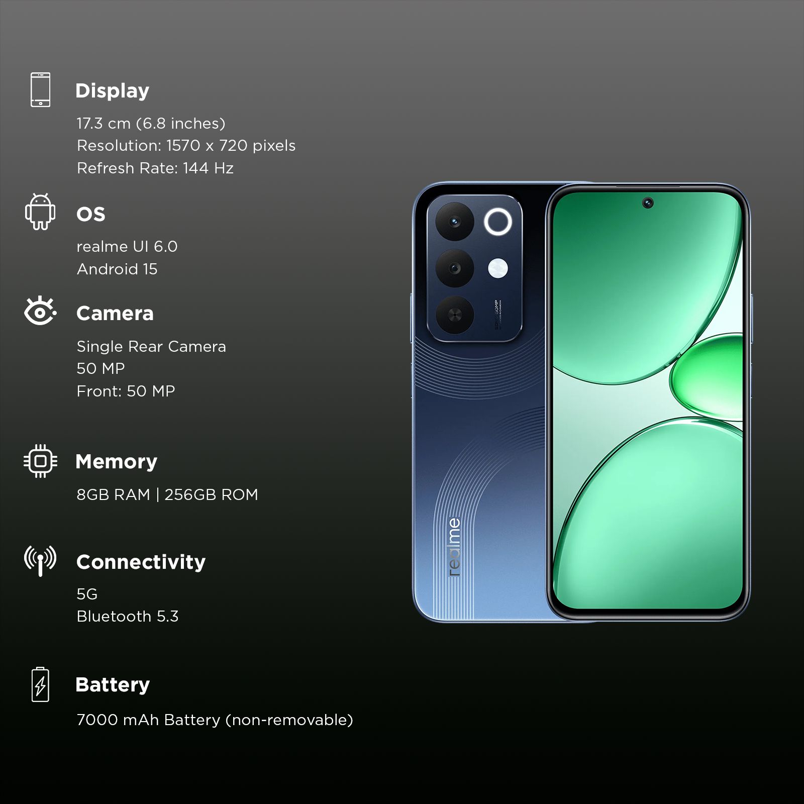 Realme 15x 5G (8GB RAM, 256GB, Marine Blue)_3