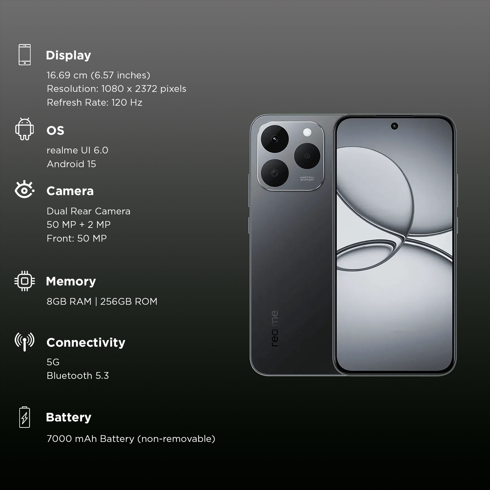 Realme 15T 5G (8GB RAM, 256GB, Suit Titanium)_3