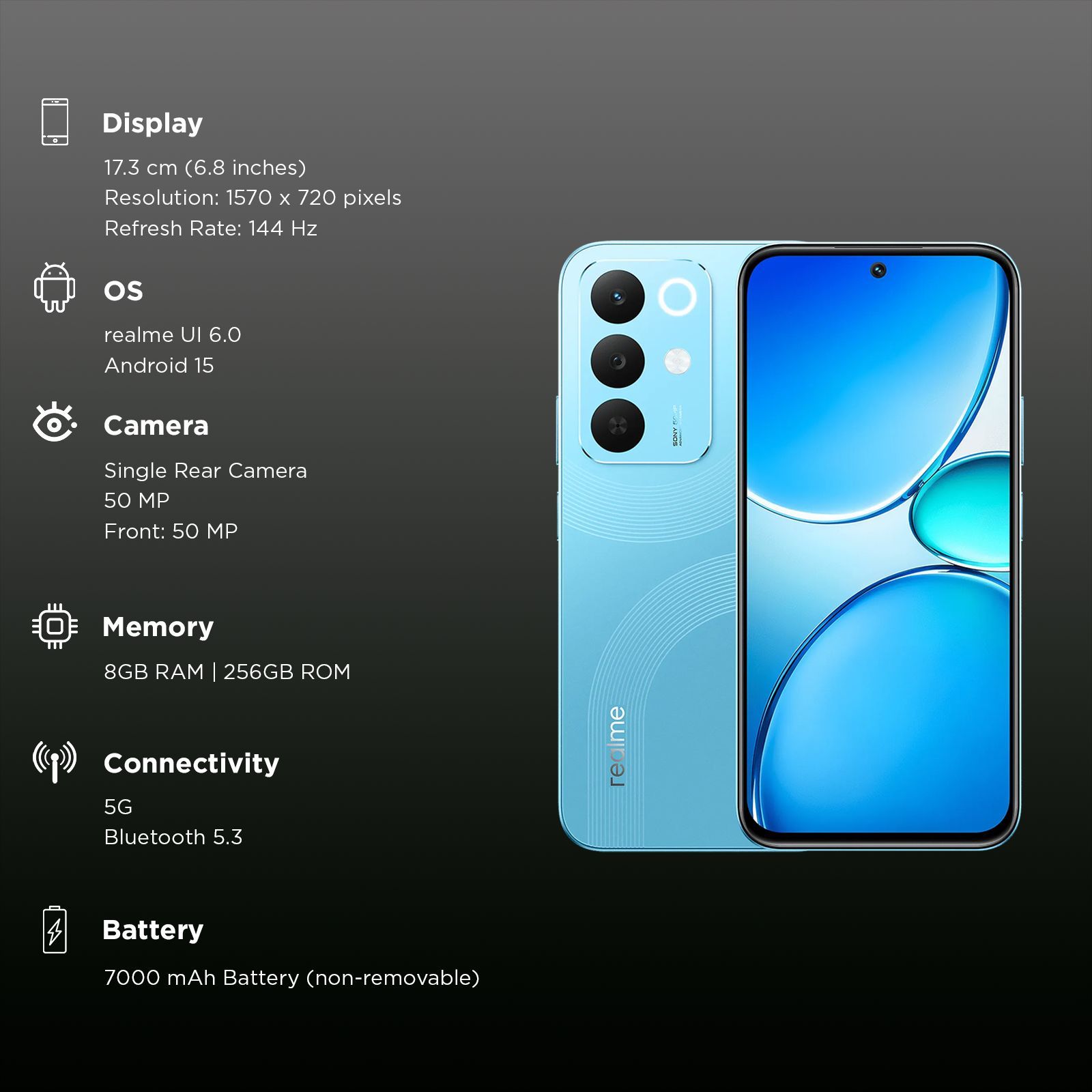 Realme 15x 5G (8GB RAM, 256GB, Aqua Blue)_3