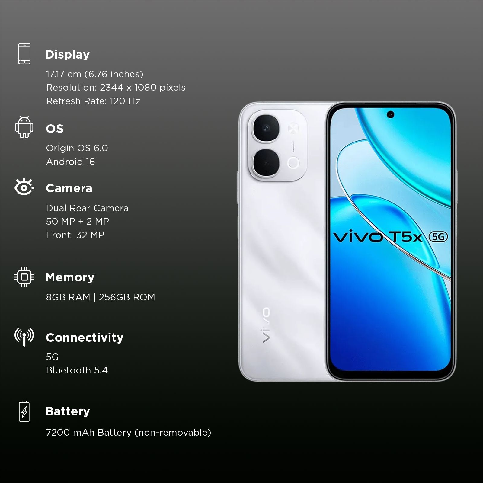 vivo T5X 5G (8GB RAM, 256GB, Star Silver)_3