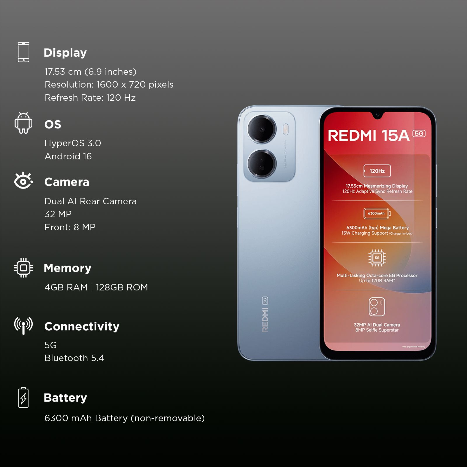 Redmi 15A 5G (4GB RAM, 128GB, Awesome Blue) Redmi 15A 5G (4GB RAM, 128GB, Awesome Blue)_3