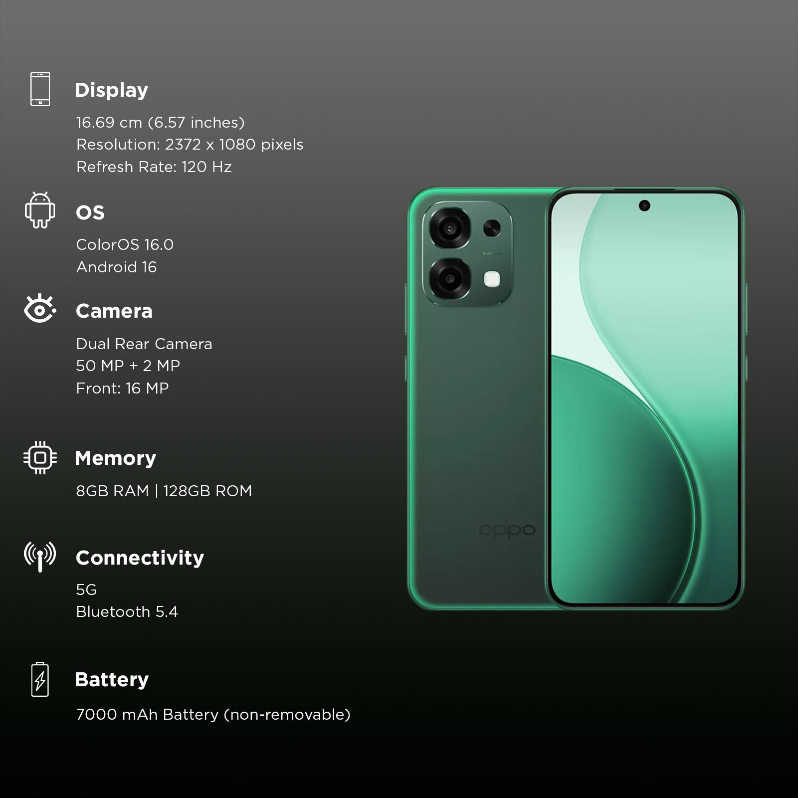 oppo F33 5G (8GB RAM, 128GB, Forest Green)_3