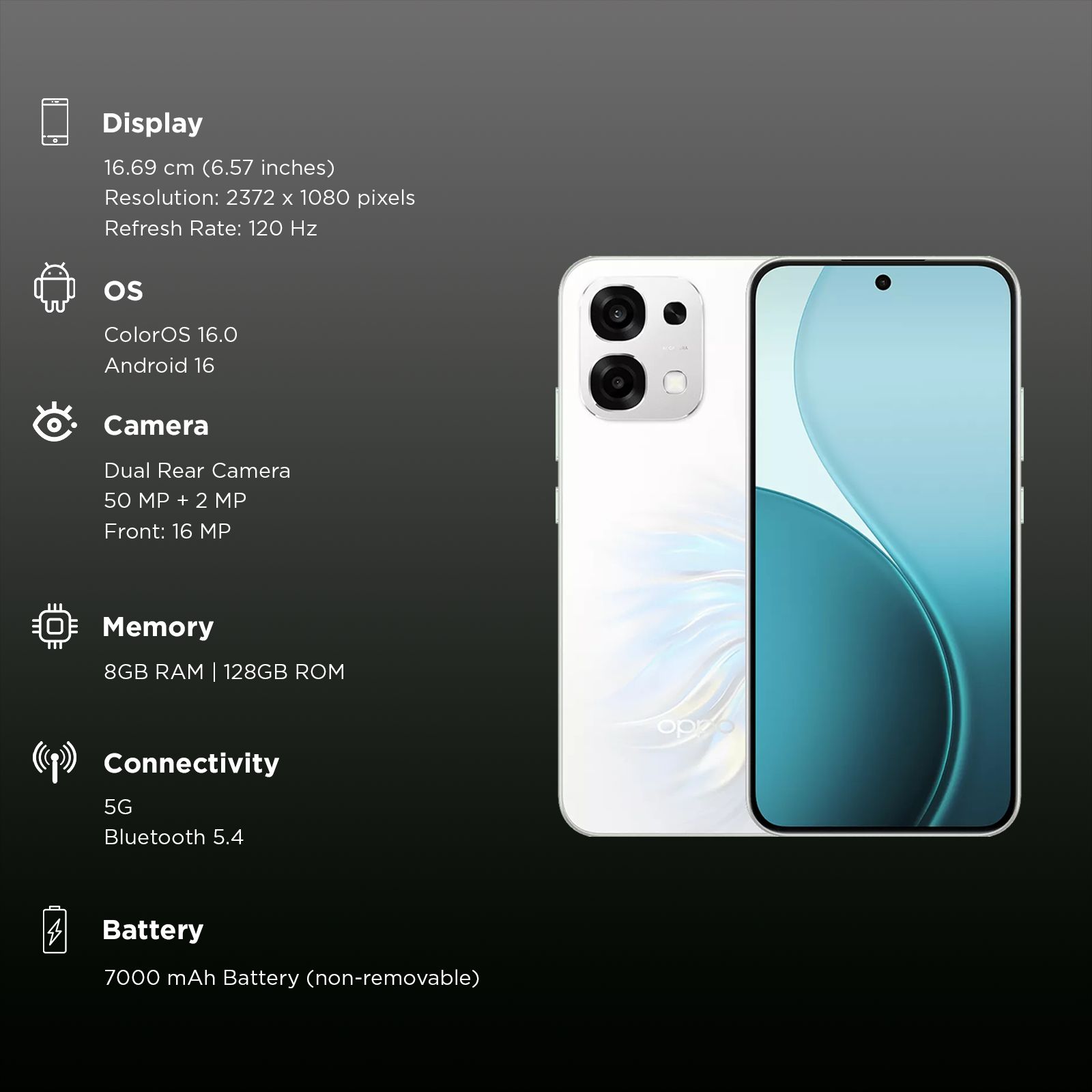 oppo F33 5G (8GB RAM, 128GB, Pearl White)_3