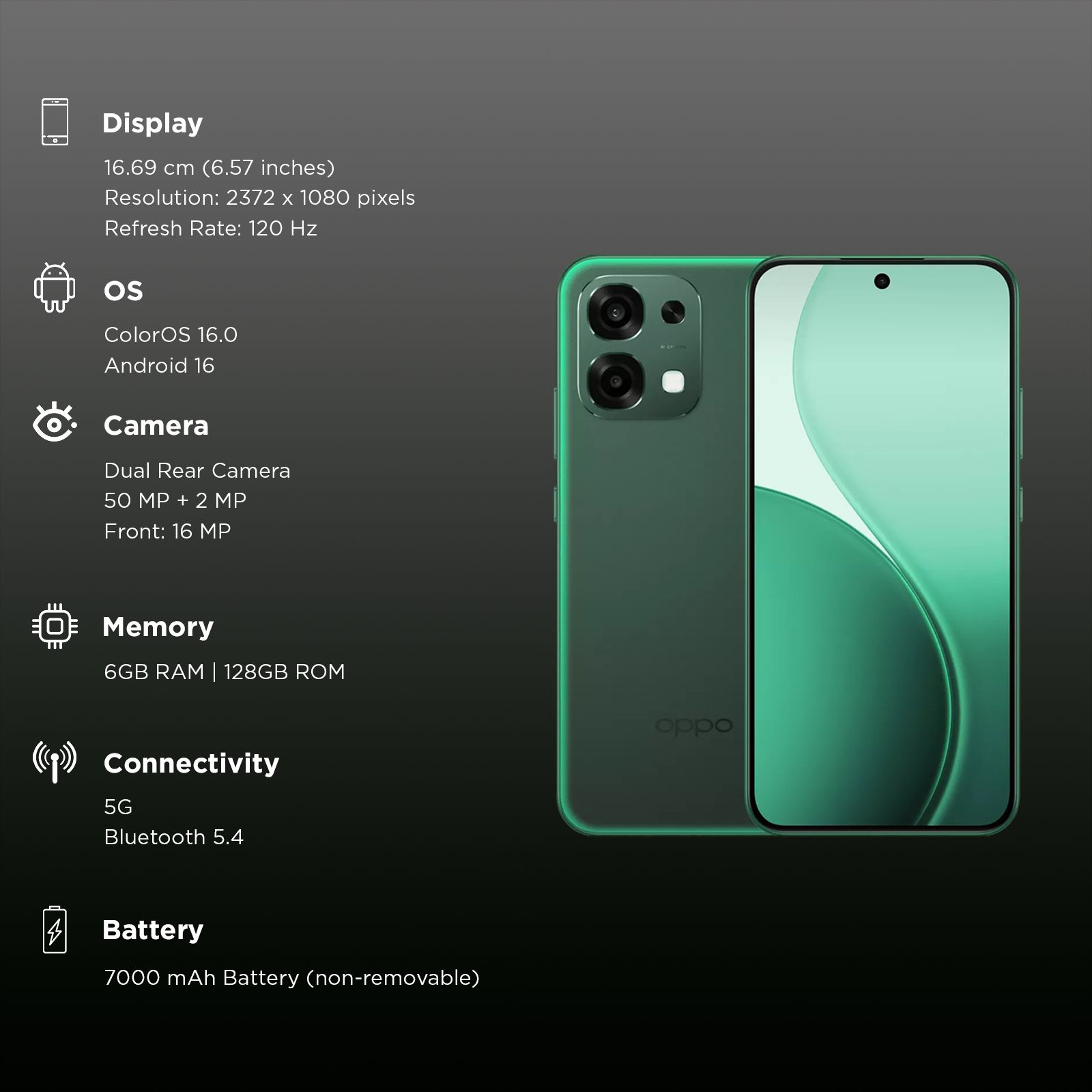 oppo F33 5G (6GB RAM, 128GB, Forest Green) oppo F33 5G (6GB RAM, 128GB, Forest Green)_3