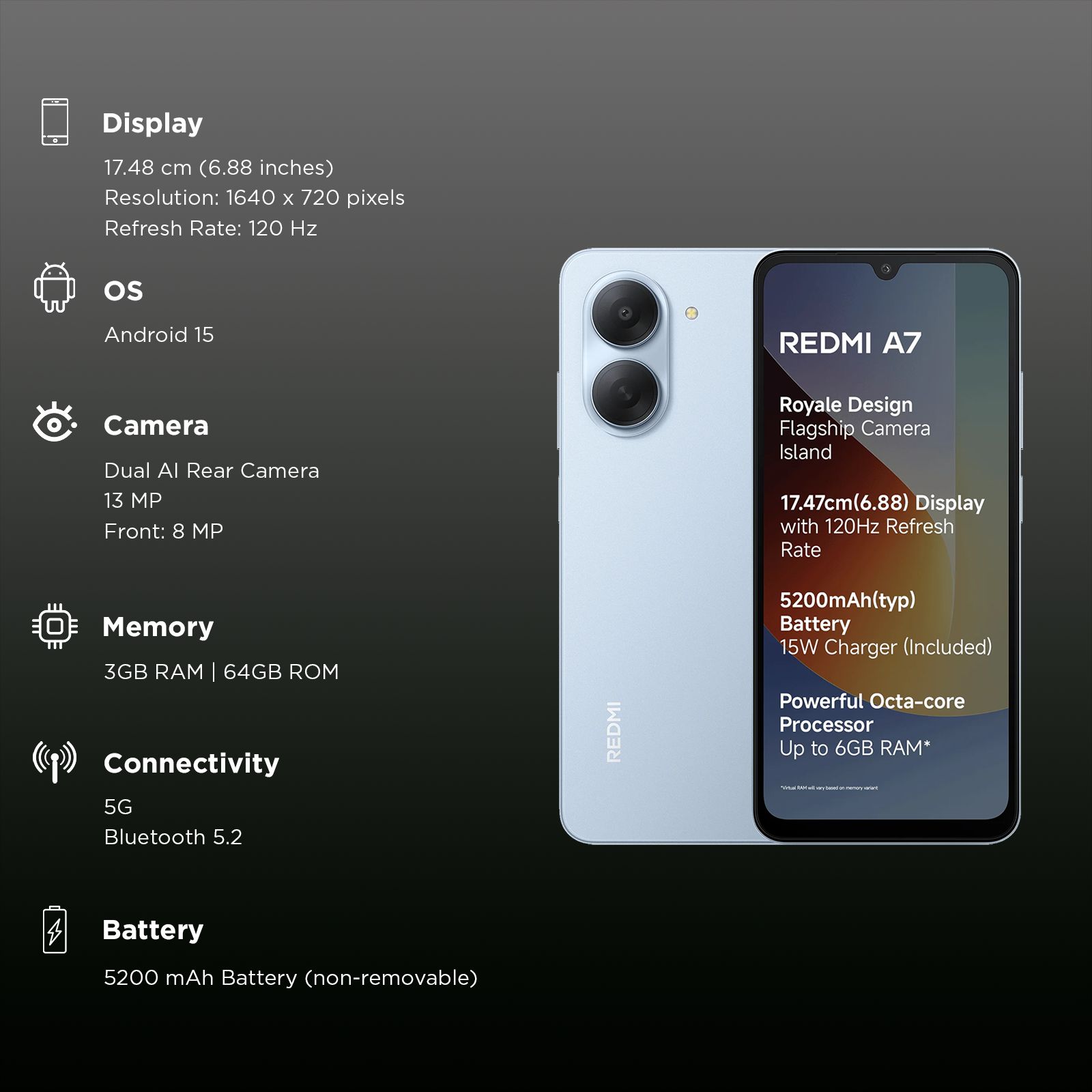Redmi A7 (3GB RAM, 64GB, Sky Blue) Redmi A7 (3GB RAM, 64GB, Sky Blue)_3