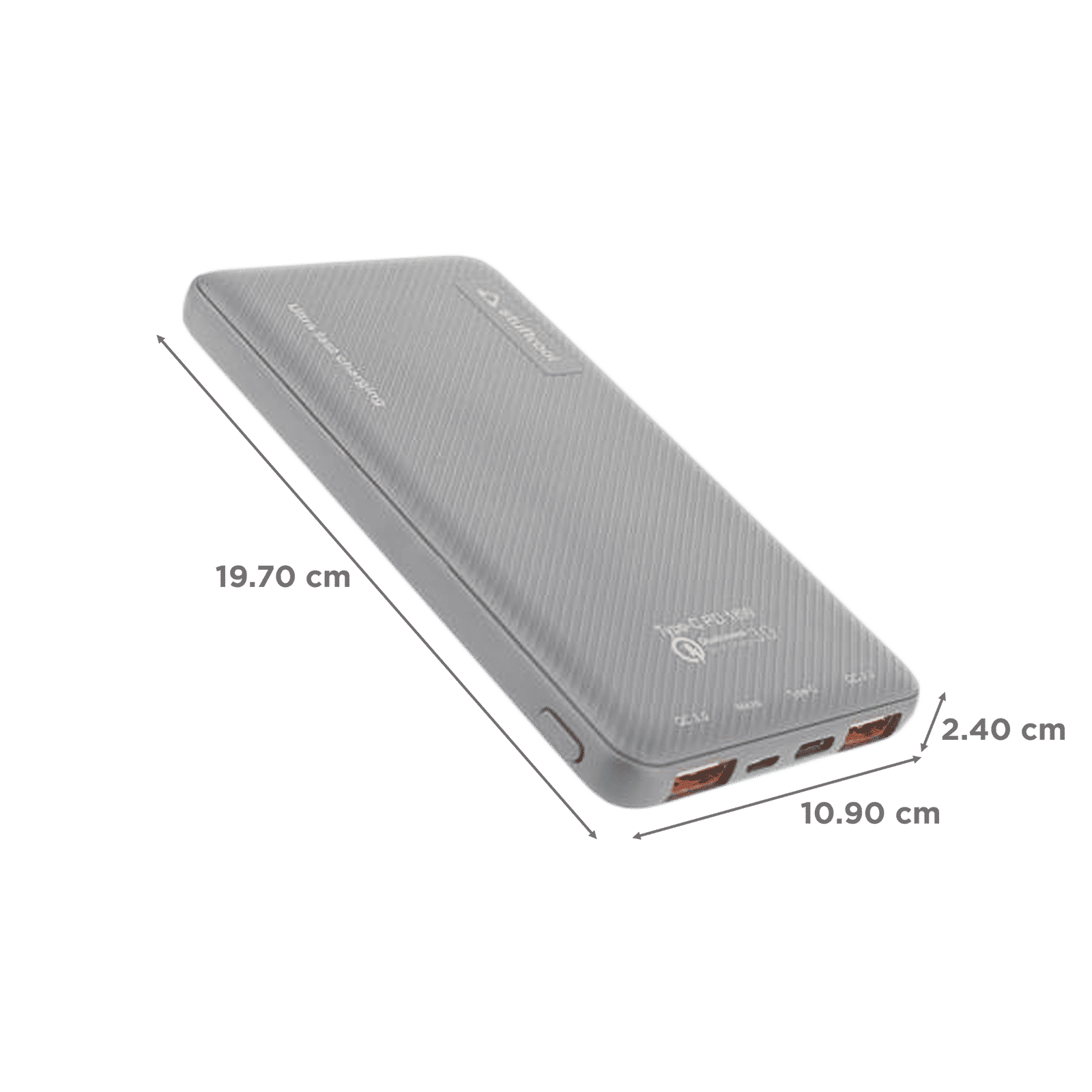 stuffcool PB1080PD 10000 mAh 18W Fast Charging Power Bank (1 Type C & 2 USB 3.0 Ports, Grey)_2