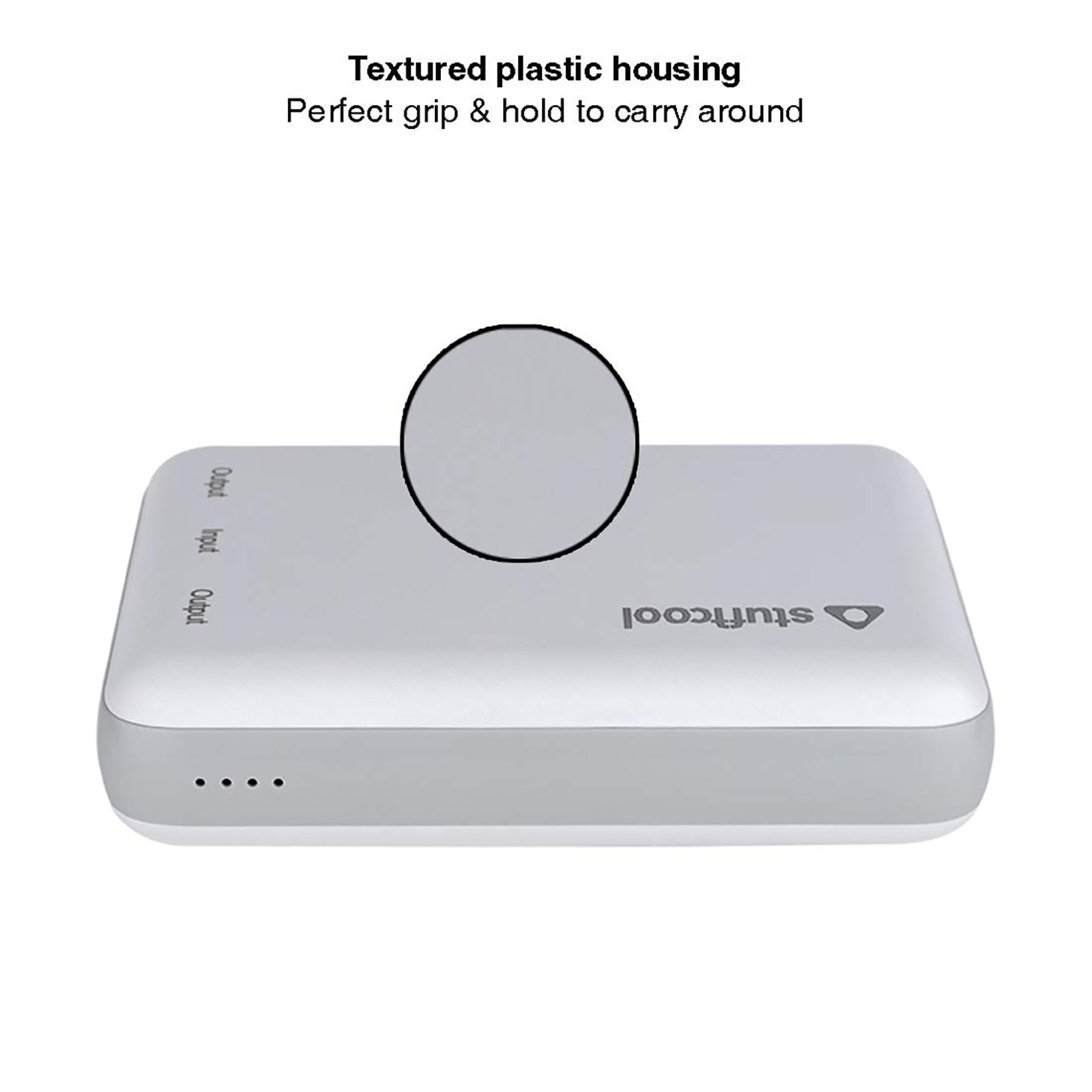 stuffcool PB99 10000 mAh Fast Charging Power Bank (1 Type C & 2 Micro USB Ports, LED Indicator, White)_8